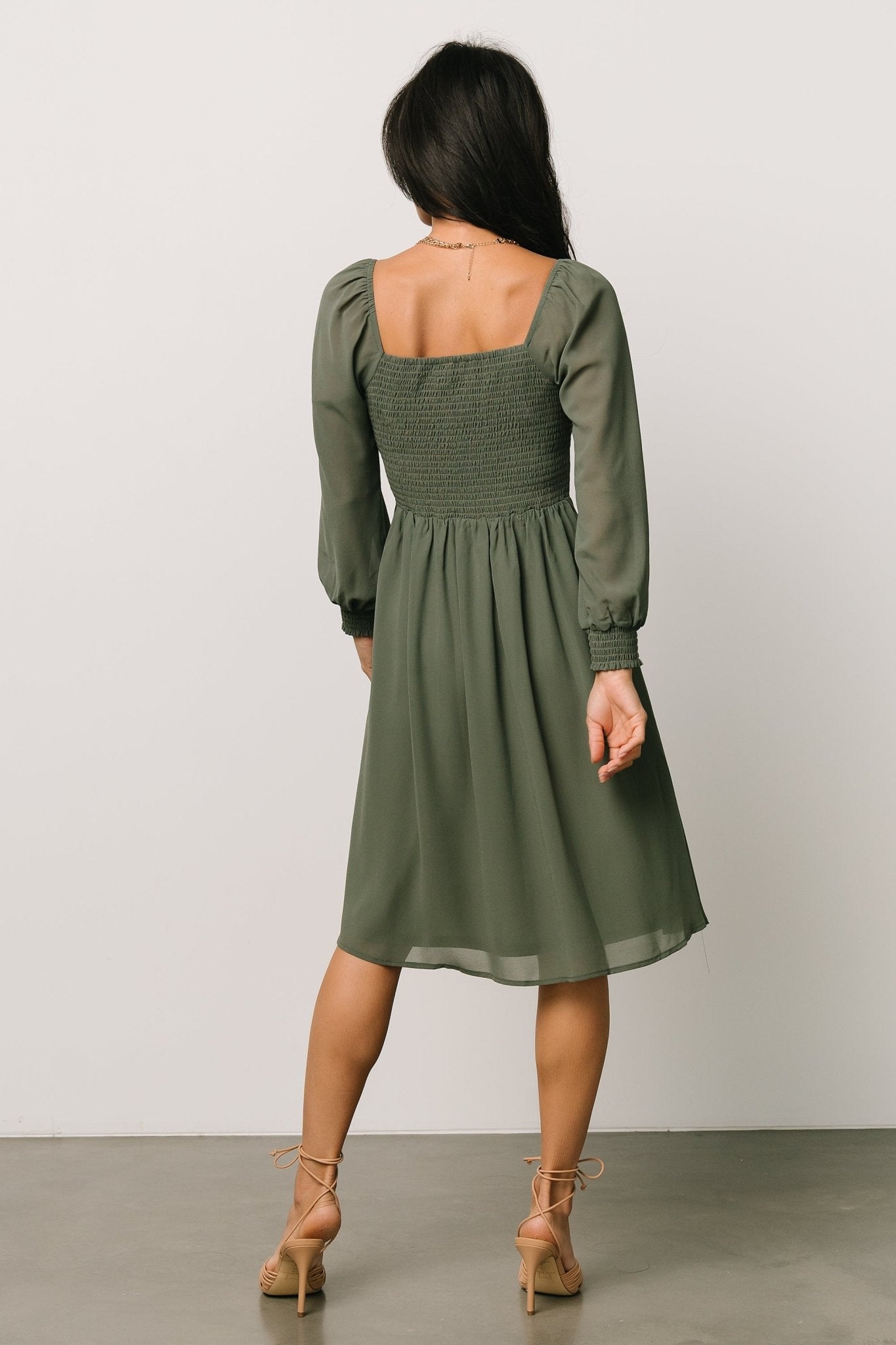 Elise Short Dress | Dark Sage Cheap Sale Lowest Pice