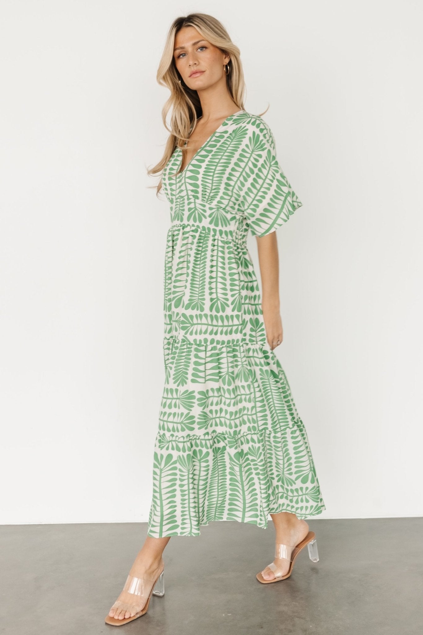 Austin Kimono Dress | Green Print Cheap Finishline