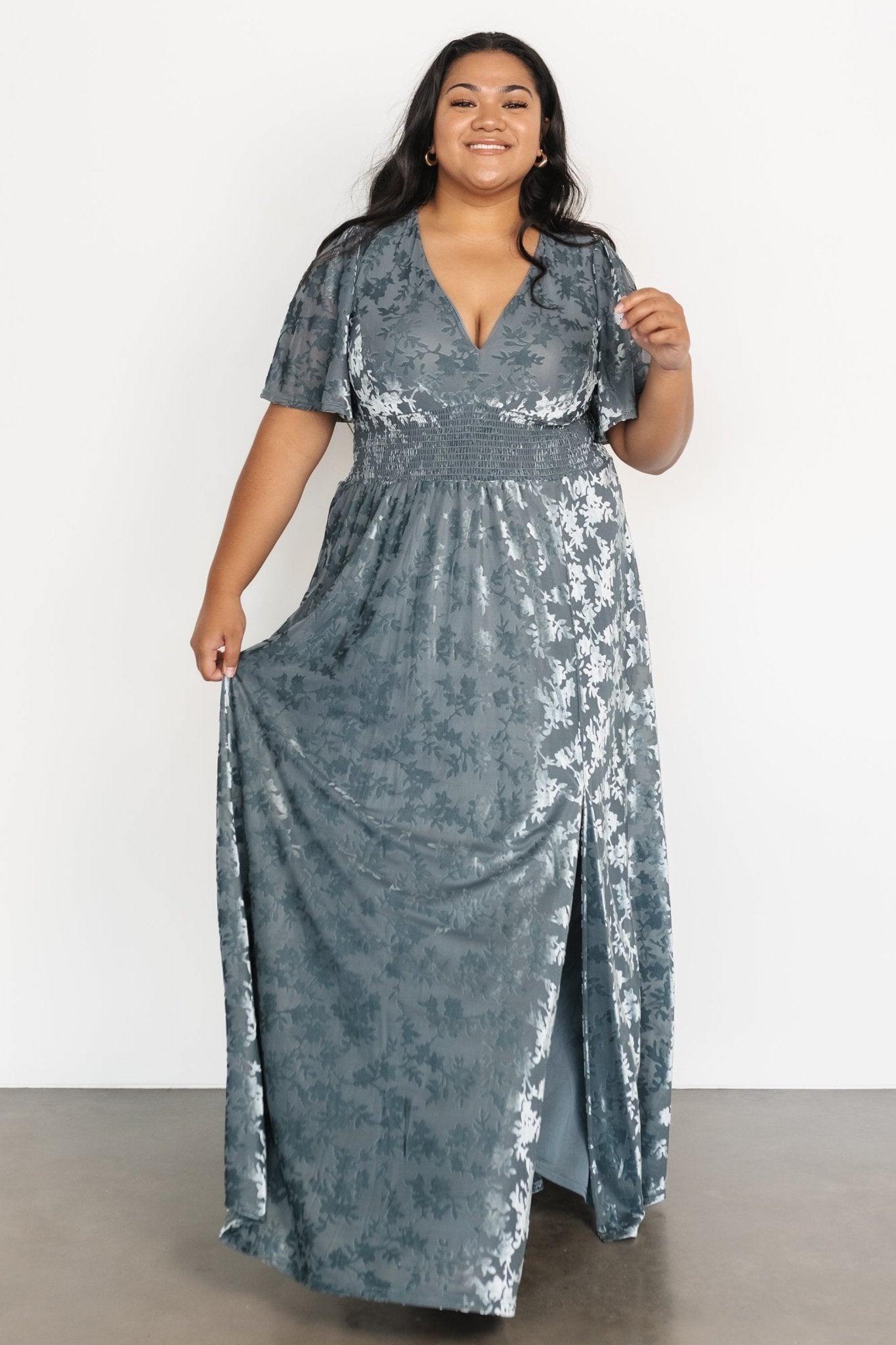 Veronica Velvet Maxi Dress | Slate Blue Cheap Sale 100% Authentic