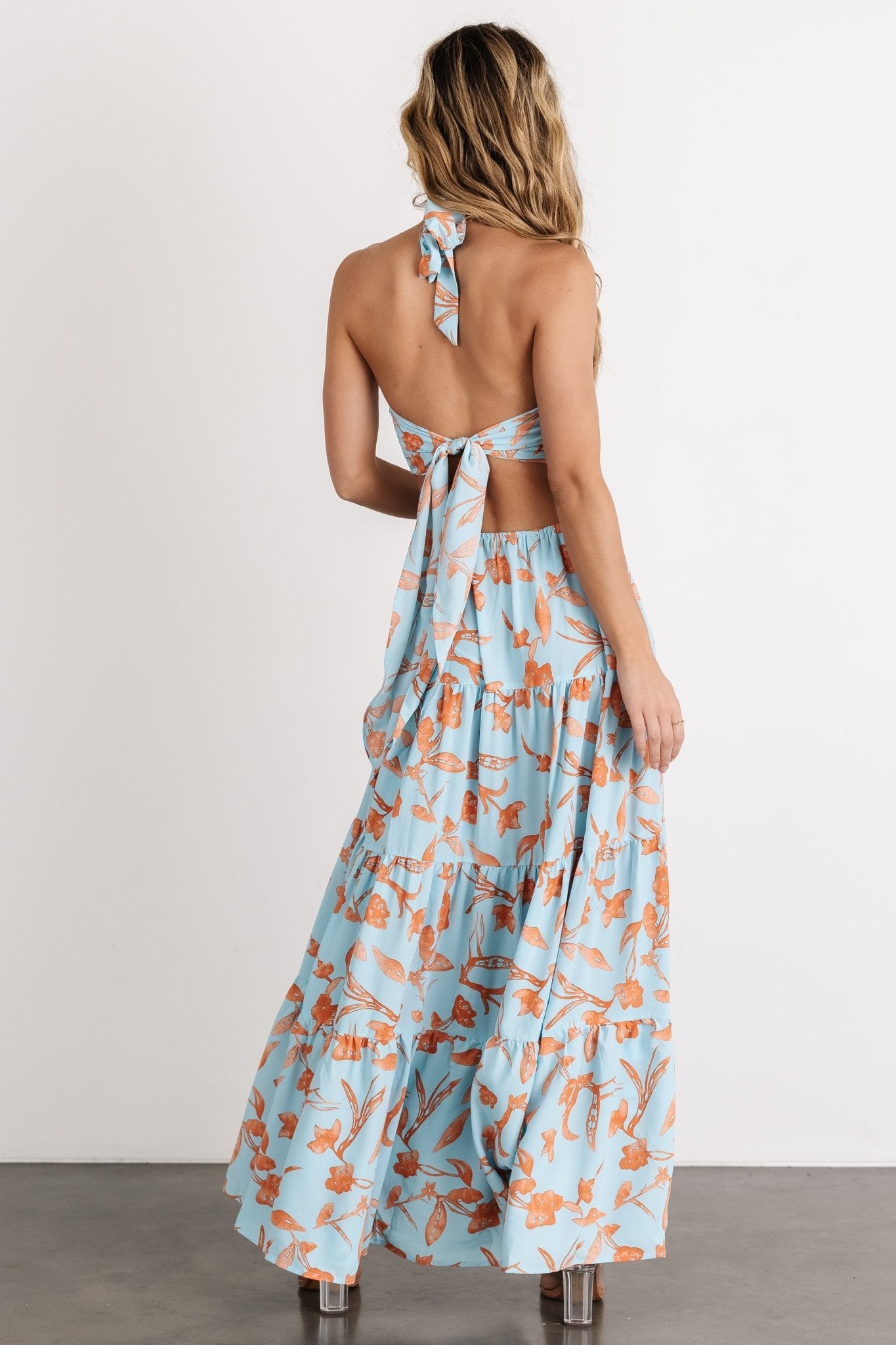 Laie Back Tie Maxi Dress | Blue + Orange Shop For Cheap Online