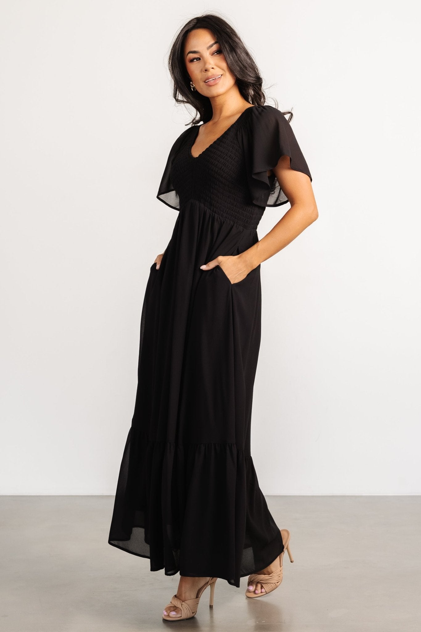 Monica Smocked Dress | Black Outlet Footlocker Finishline