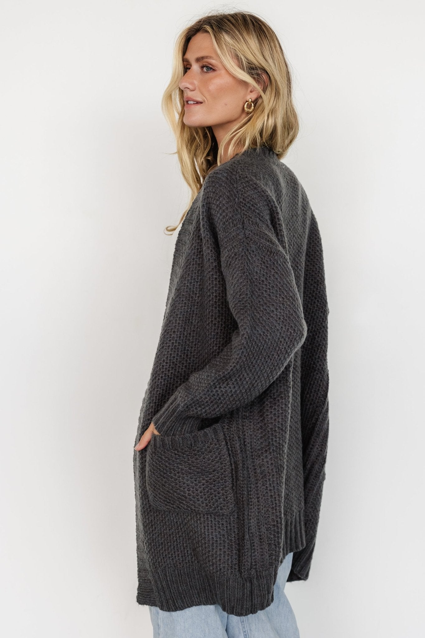 Theodora Knit Cardigan | Charcoal Buy Cheap Clearance