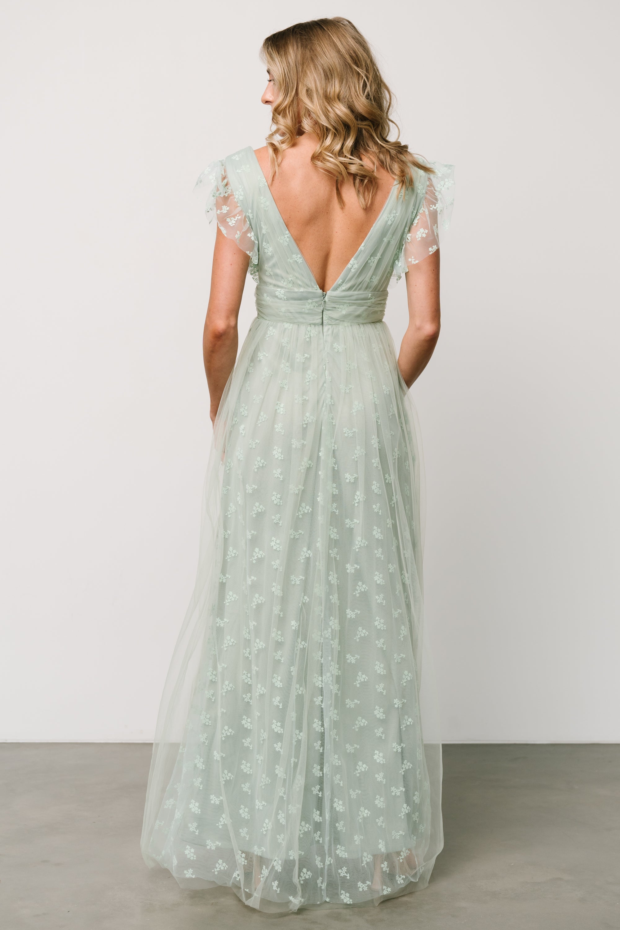 Caterina Tulle Maxi Dress | Sage Free Shipping New Styles