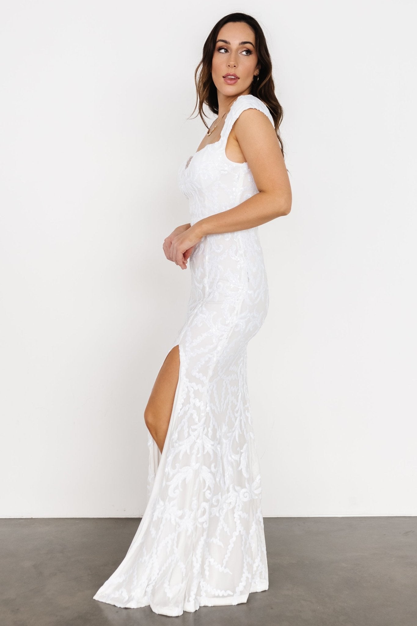 Kylene Sequin Maxi Gown | White 2025 New