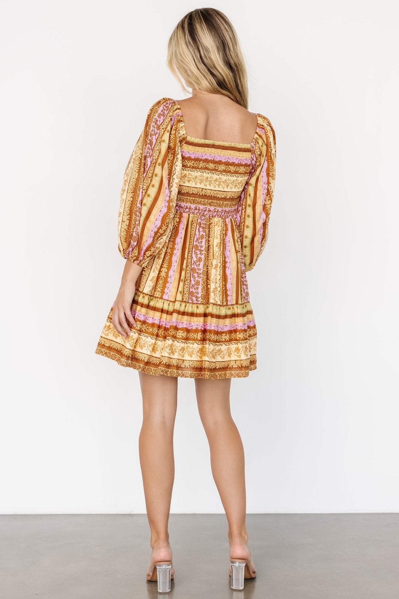 Moriah Mini Dress | Camel Multi Clearance Wholesale Pice