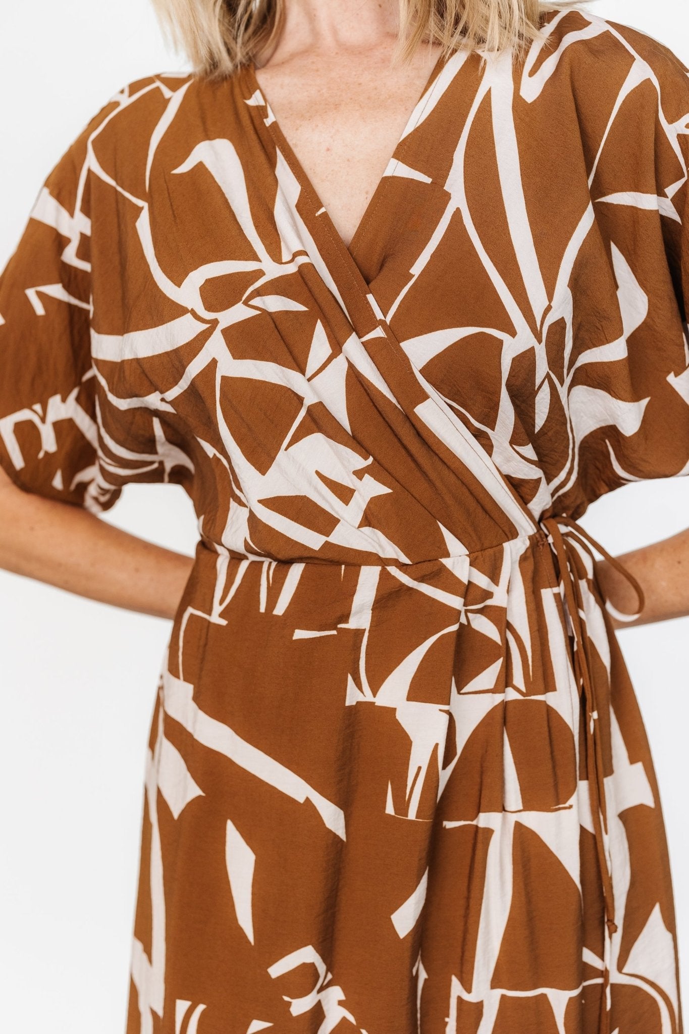 Fantino Faux Wrap Dress | Brown Print For Cheap