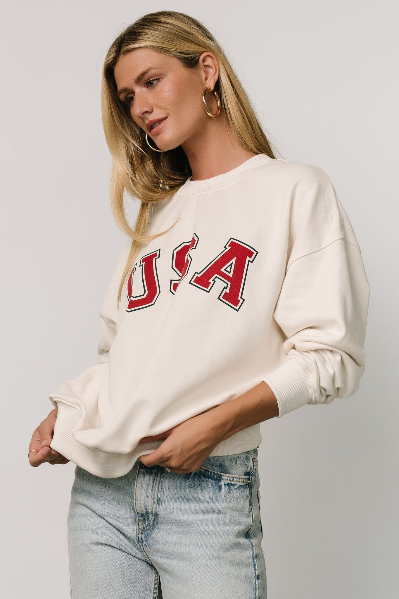 USA Oversized Sweatshirt | Ivory Discount Newest