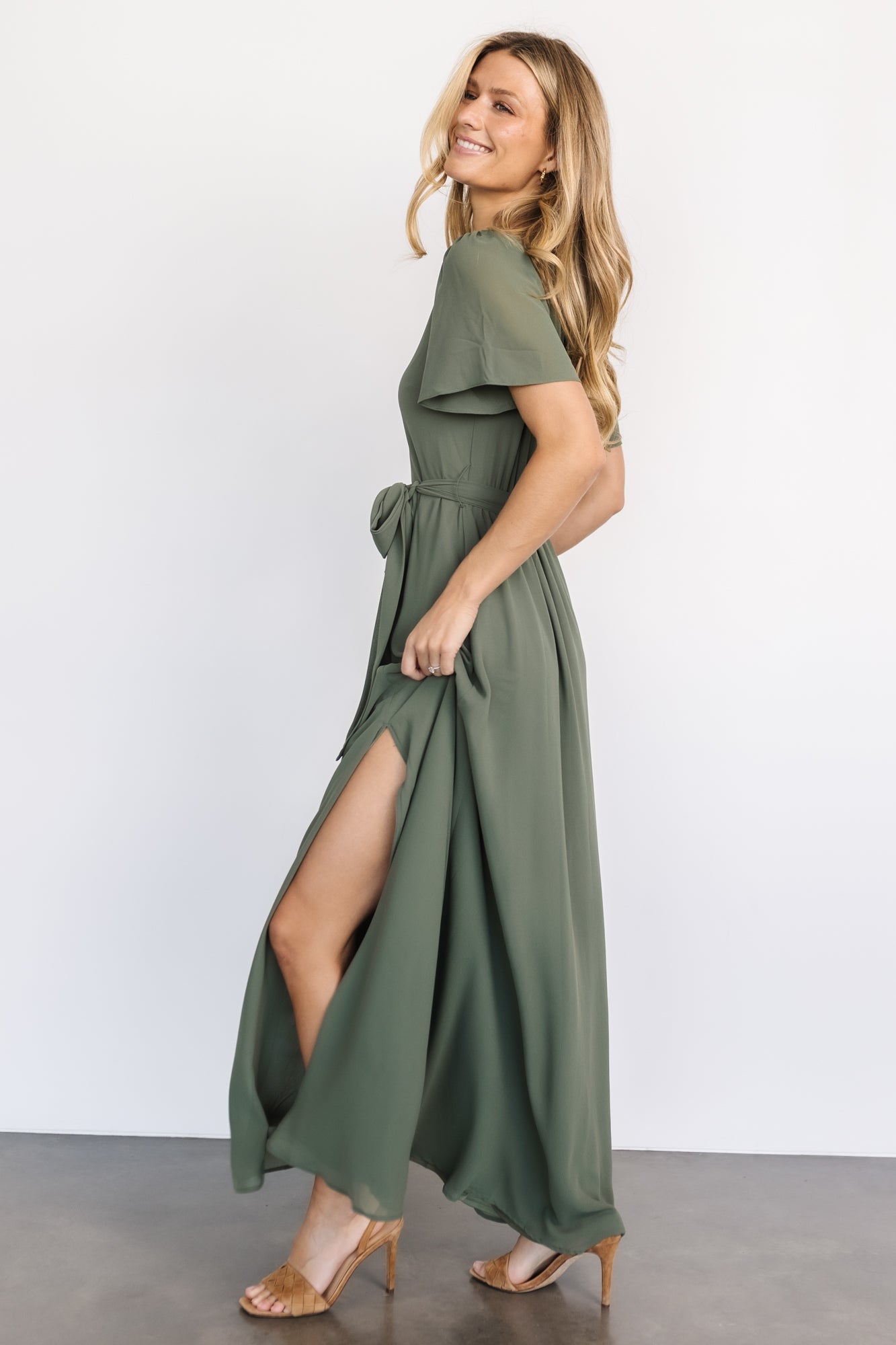 Naomi Short Sleeve Maxi Dress | Dark Sage Discount Best Store To Get