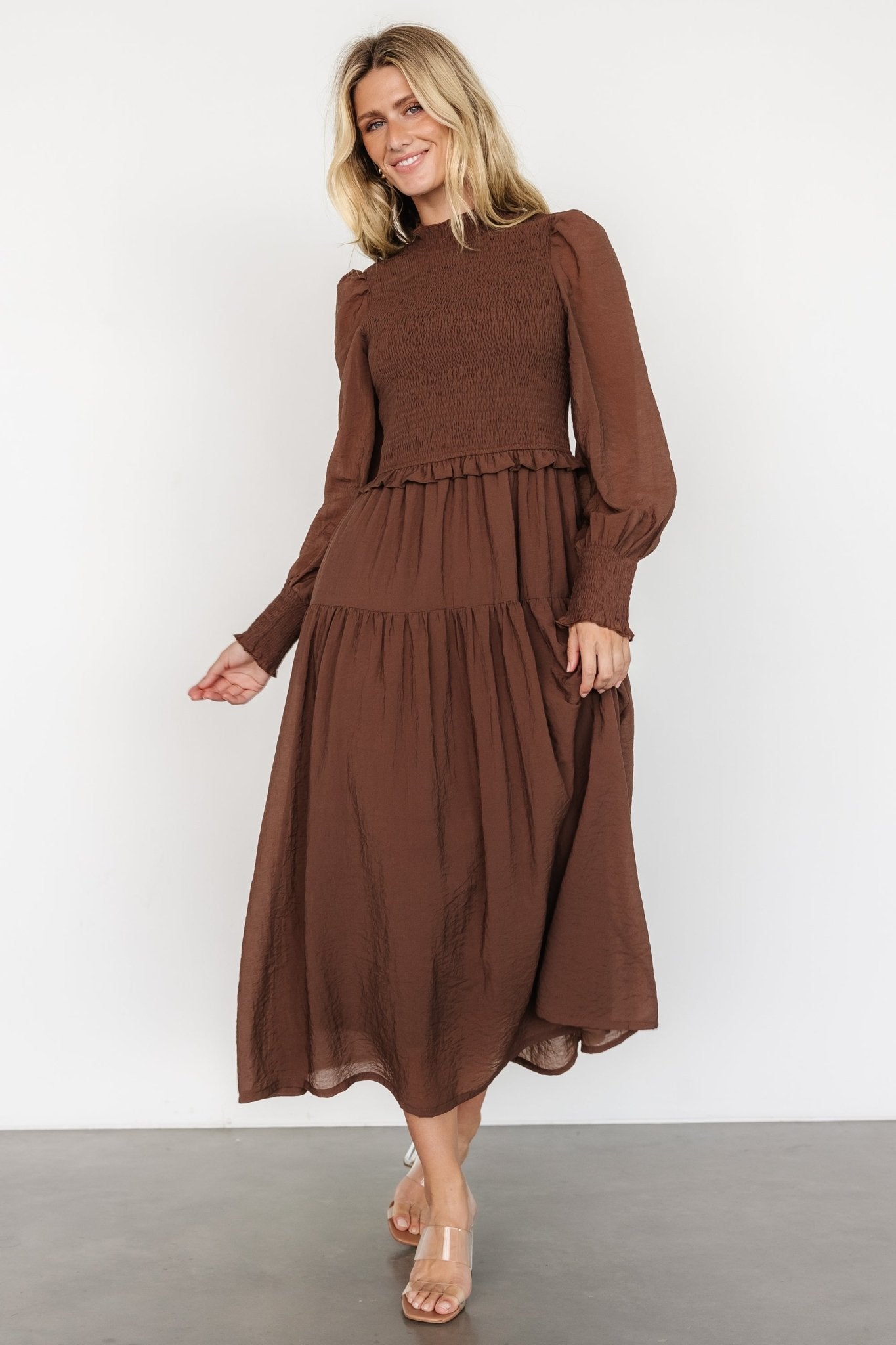 Daria Smocked Maxi Dress | Brown Low Cost Online