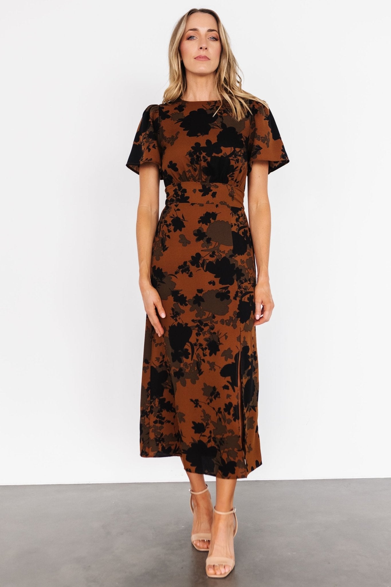 Lenni Midi Dress | Espresso Print Outlet Online Shop