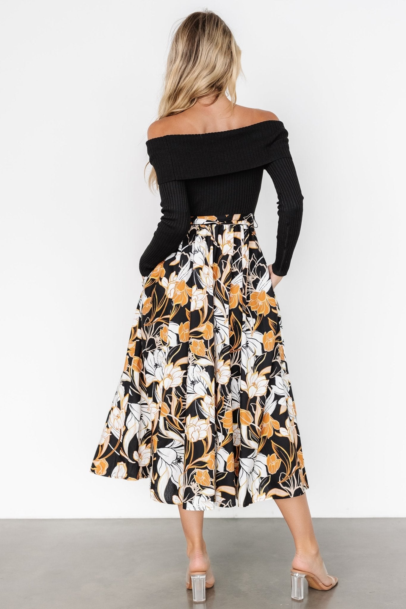 Selma Off Shoulder Dress | Black Multi Footlocker Finishline Online