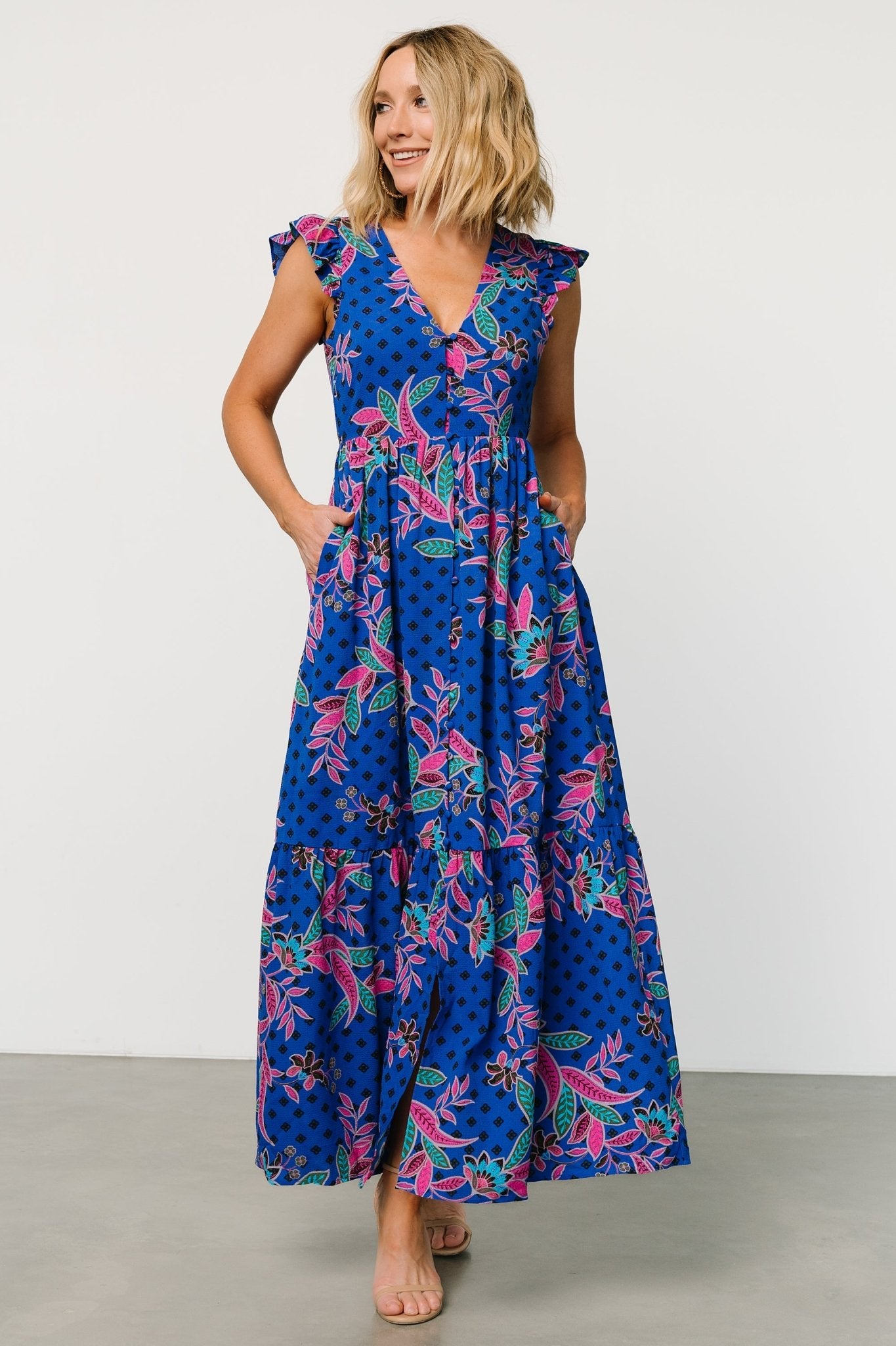 Biscayne Maxi Dress | Indigo Print For Sale