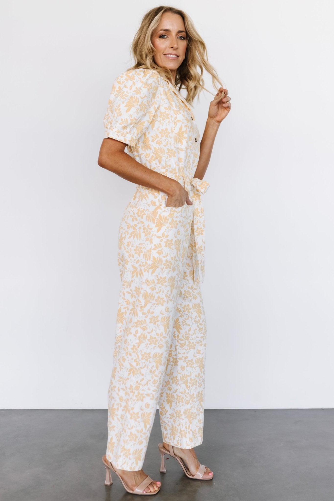 Annalise Jumpsuit | White + Yellow Cheapest For Sale