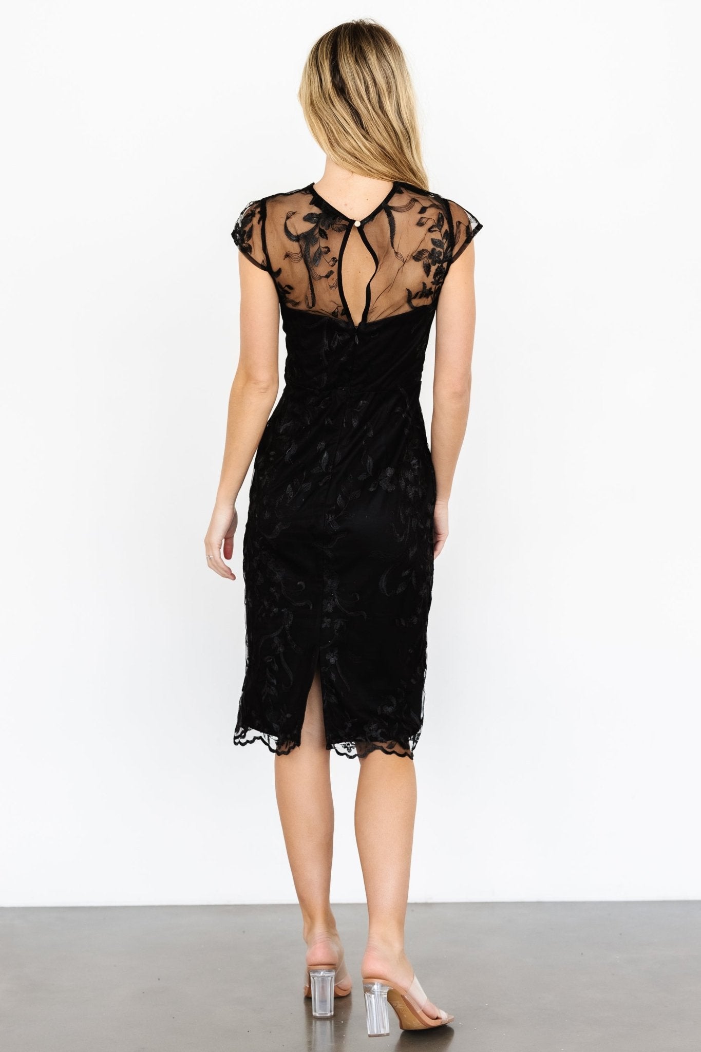 Delphine Applique Midi Dress | Black Fashionable