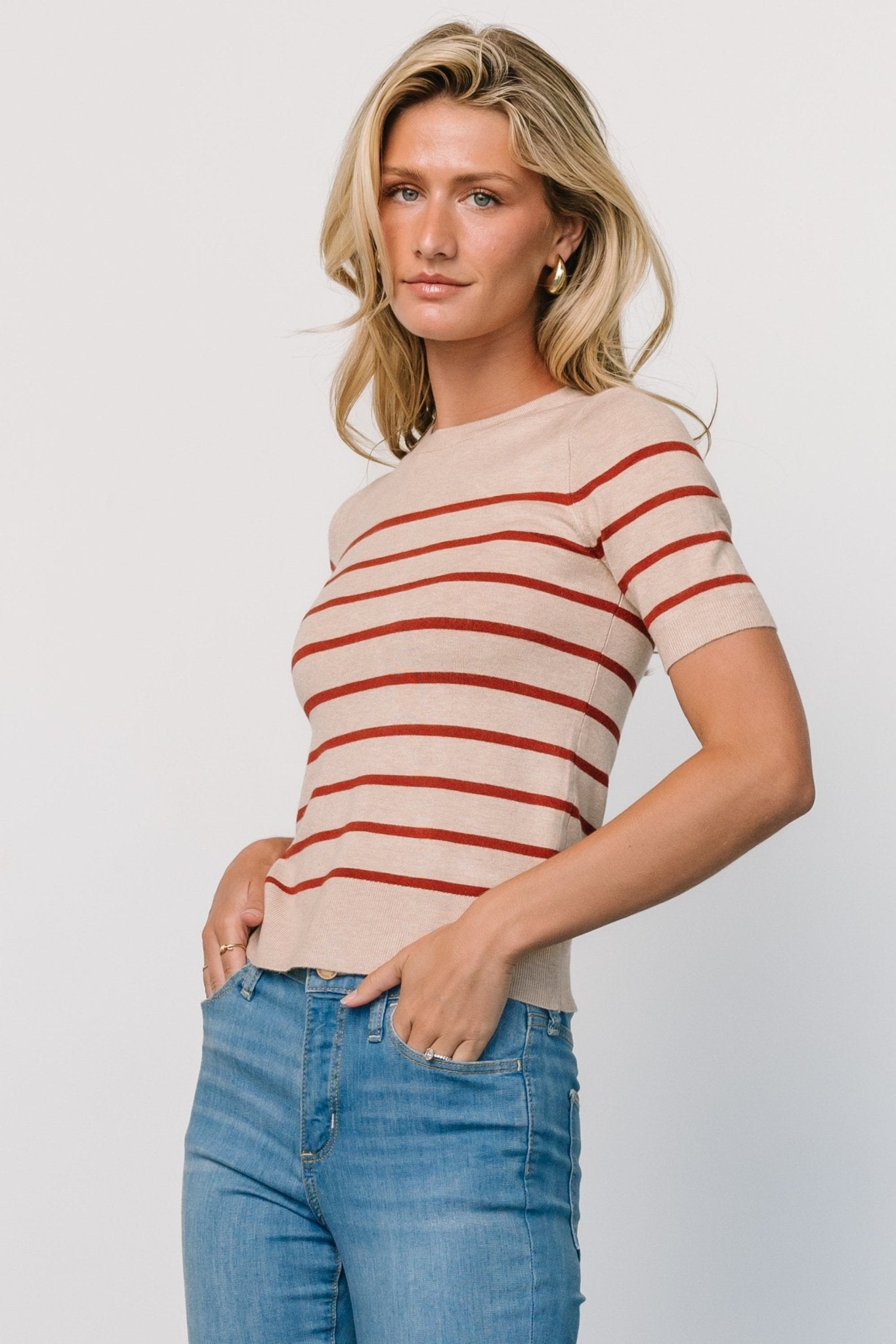 Alyson Knit Top | Oatmeal + Rust Amazon Cheap Pice