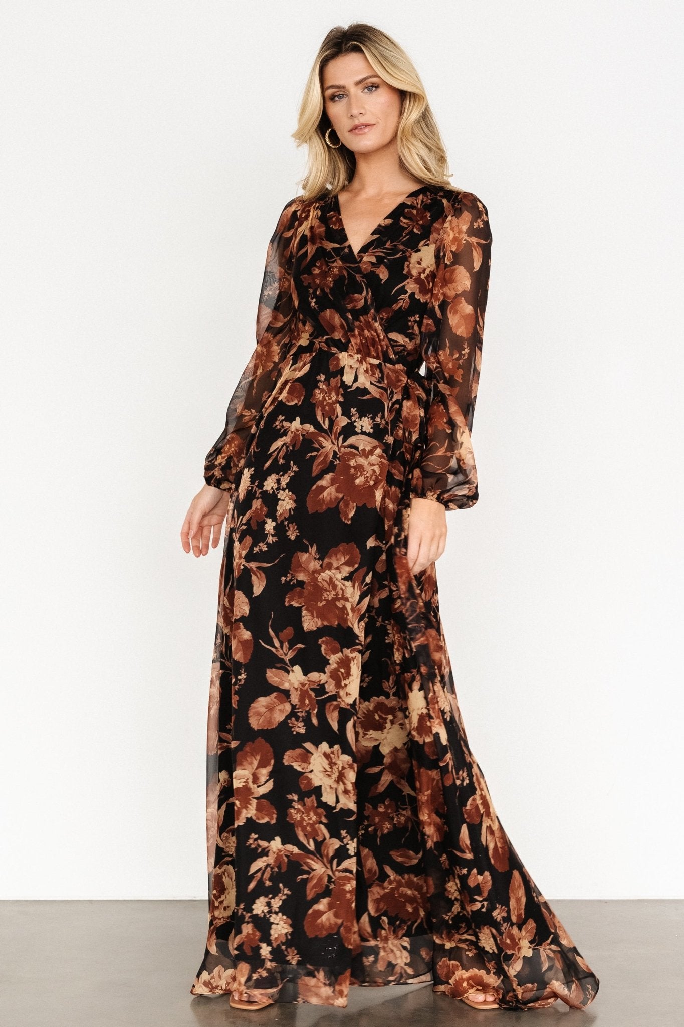 Maura Wrap Maxi Dress | Black Print Free Shipping Outlet