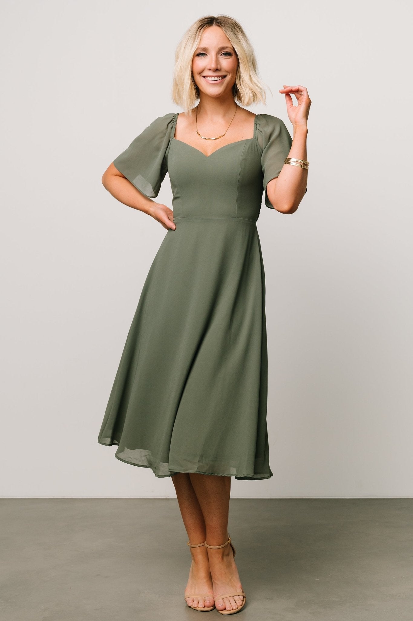 Colette Sweetheart Midi Dress | Dark Sage Buy Cheap Buy