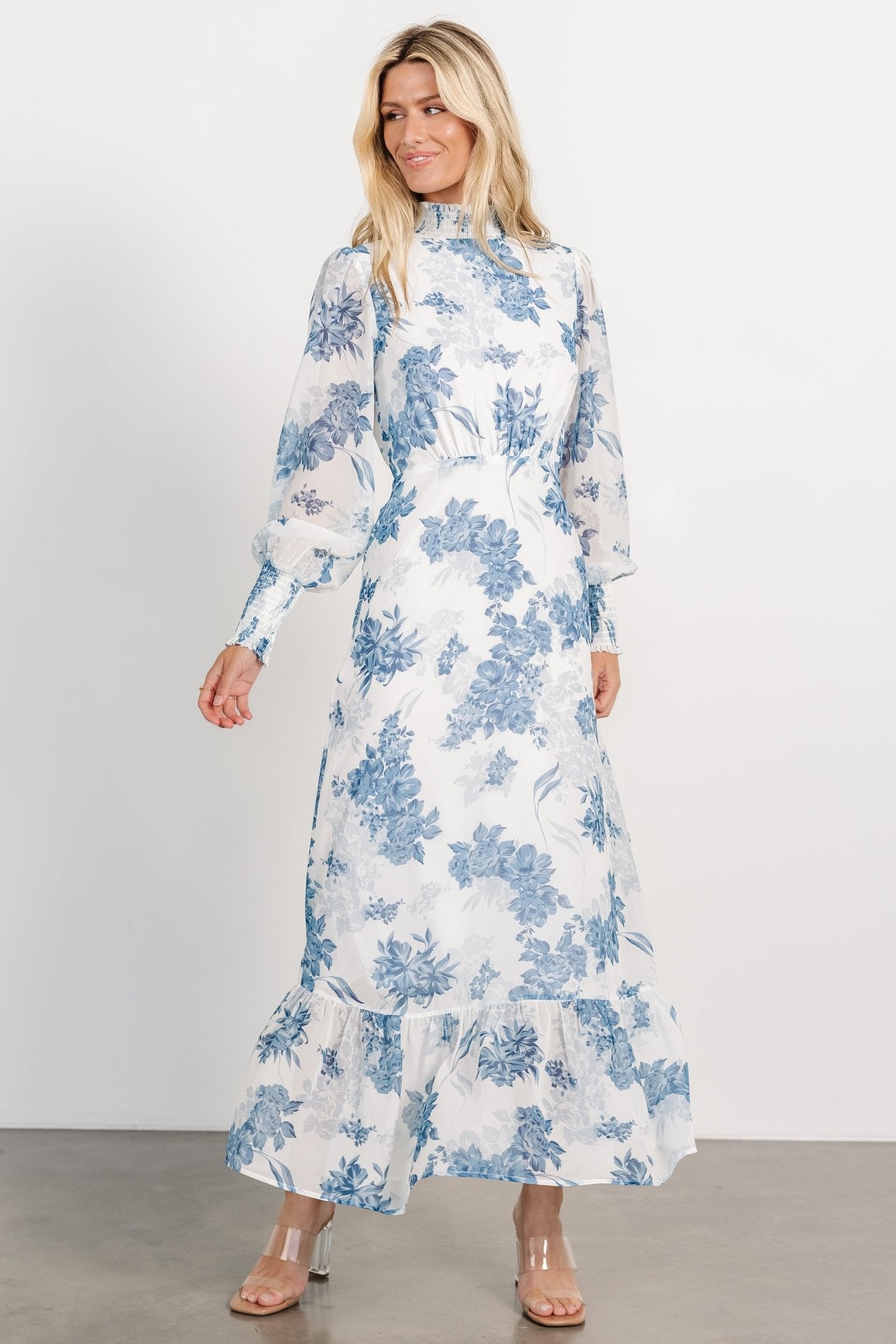 Luciana Maxi Dress | Off White + Blue Discount 2025 New