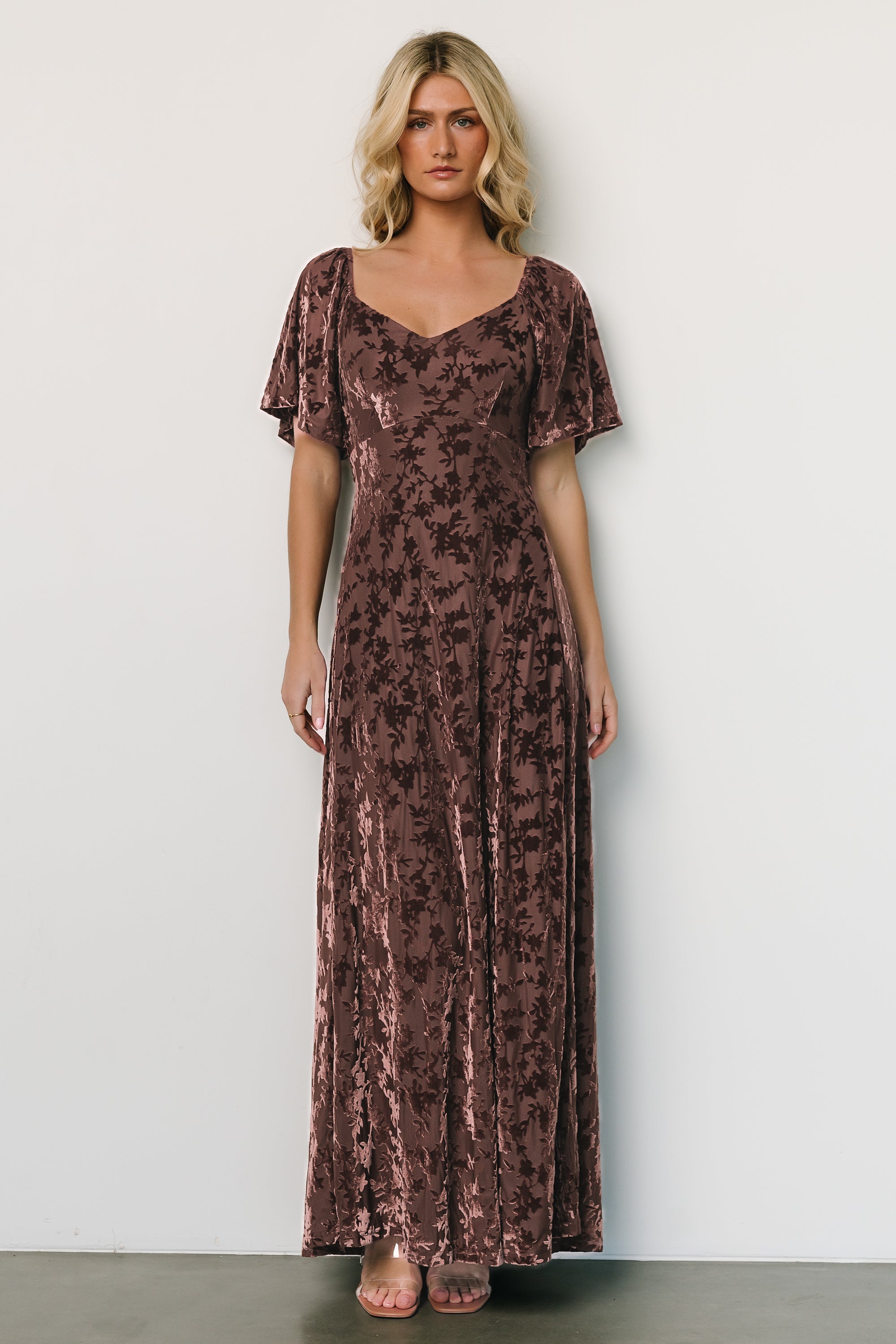 Everley Velvet Maxi Dress | Espresso Looking For Sale Online