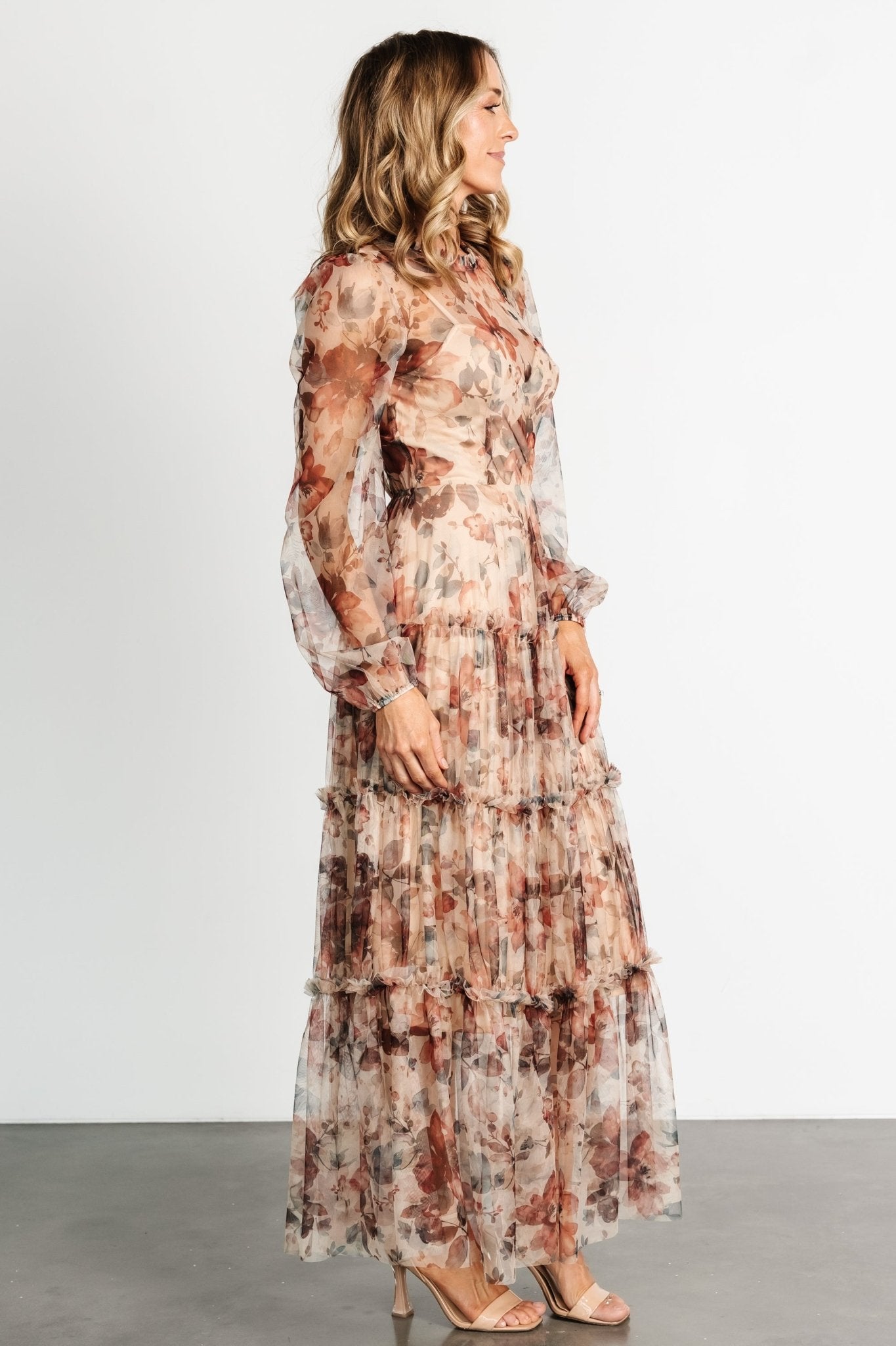 Stephanie Tiered Maxi Dress | Taupe Floral Cheapest Pice Sale Online