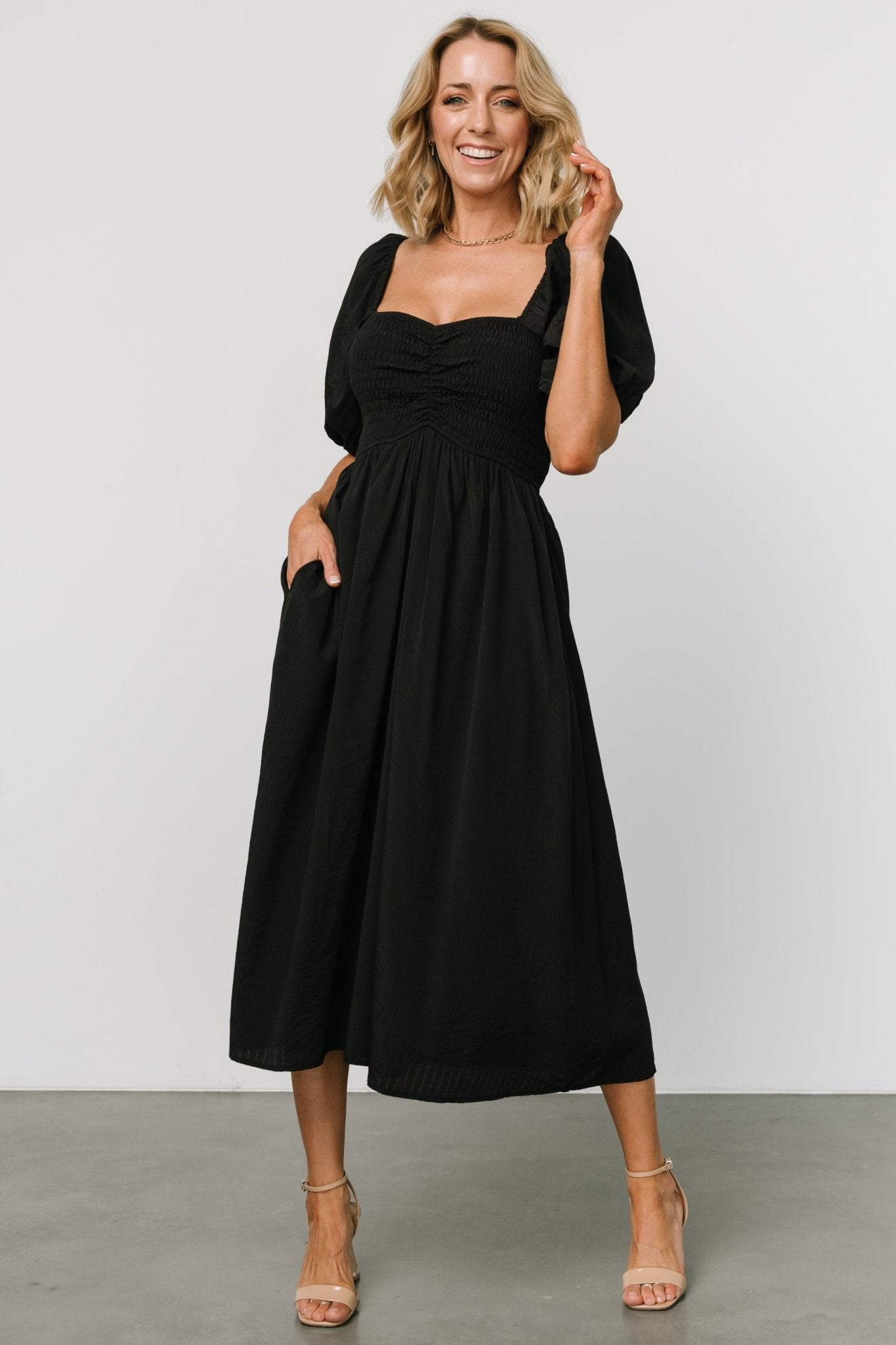 Stefania Midi Dress | Black For Sale Free Shipping