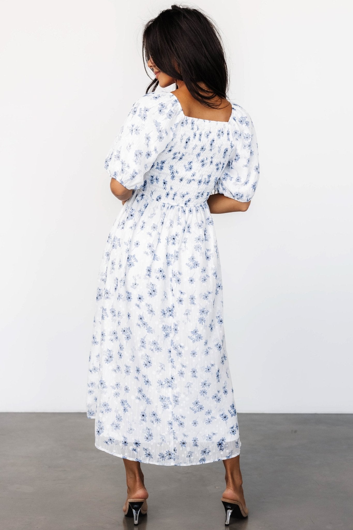 Luca Dress | White + Blue Floral Fashion Style Cheap Online