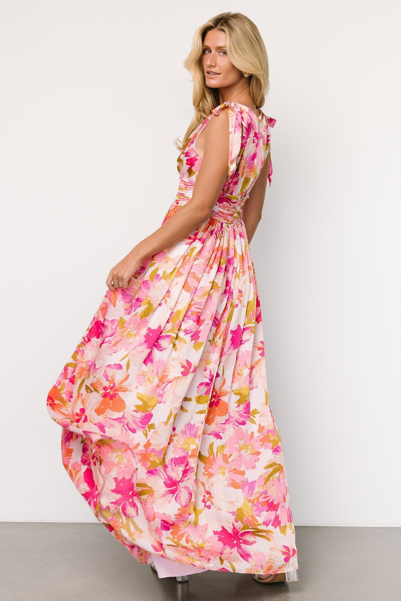 Zoe Tie Maxi Dress | Pink Multi Popular Sale Online