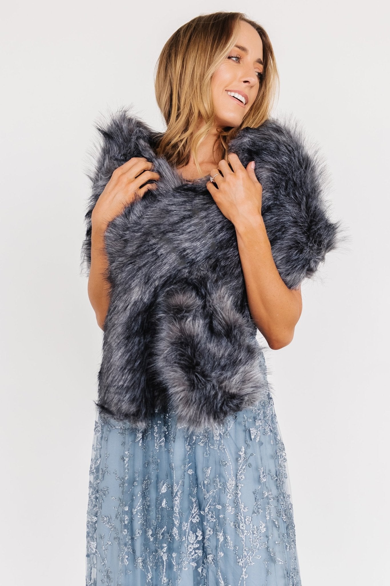 Valerie Faux Fur Shawl | Dark Gray Cheap