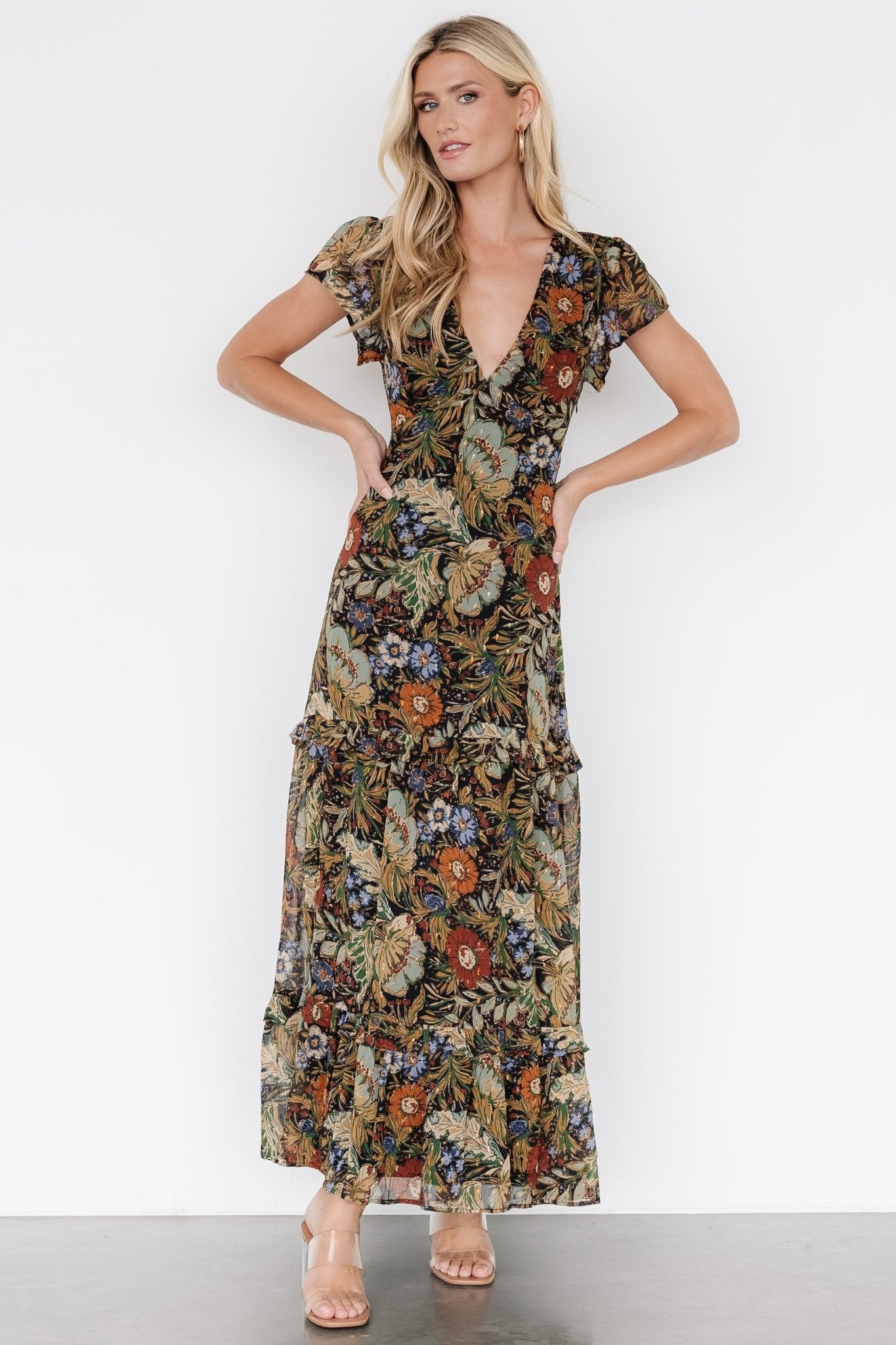 Riverwood Deep V Maxi Dress | Multi Floral Cheap Online Store Manchester