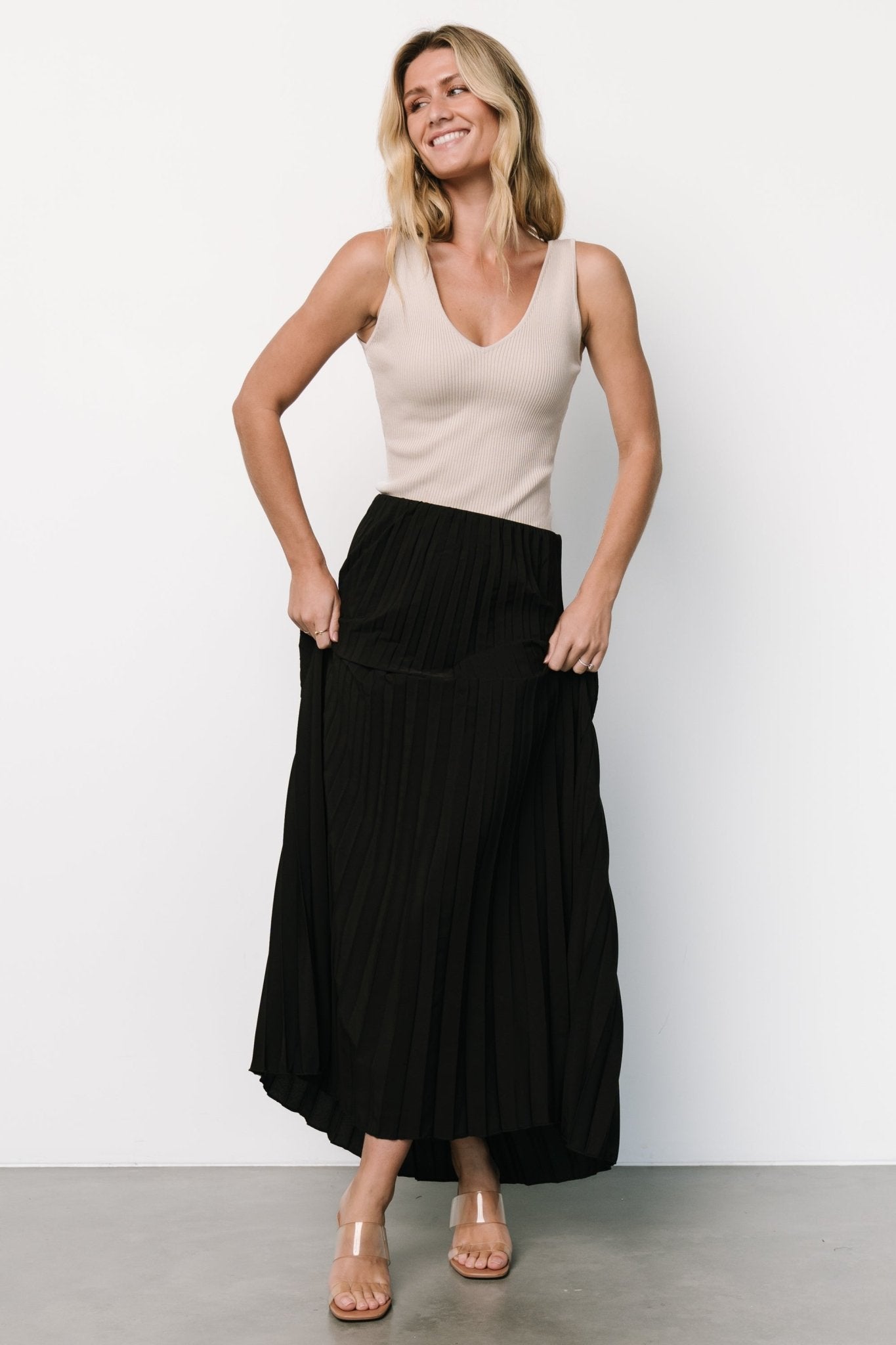 Vinny Pleated Maxi Skirt | Black Discount Wide Range Of