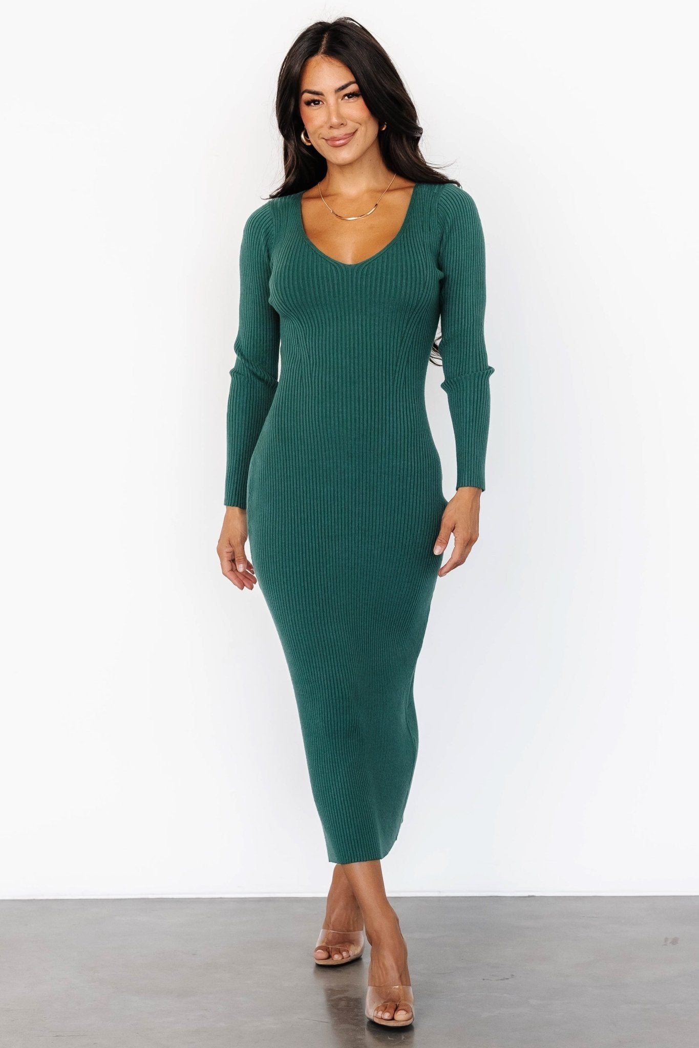 Kendall Ribbed Midi Dress | Green Pictures Cheap Online