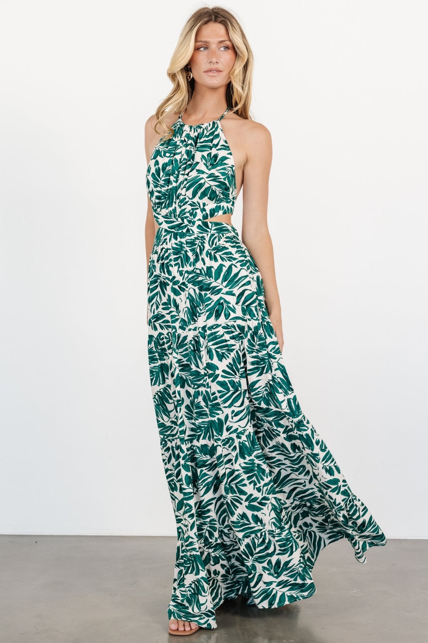 Brett Halter Maxi Dress | Palm Green Print Amazon Cheap Online