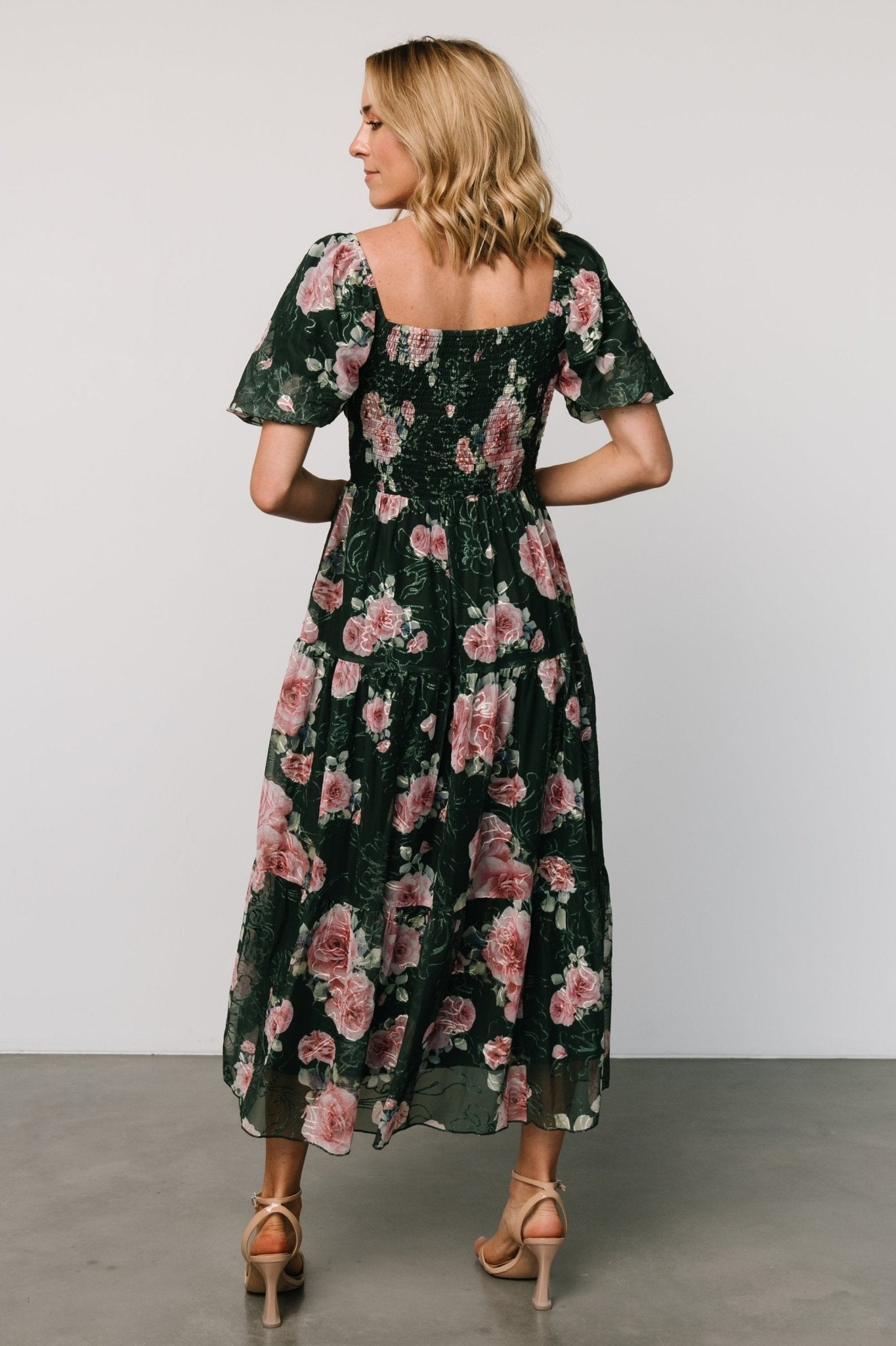 Annabeth Midi Dress | Dark Green + Pink Outlet Store Online