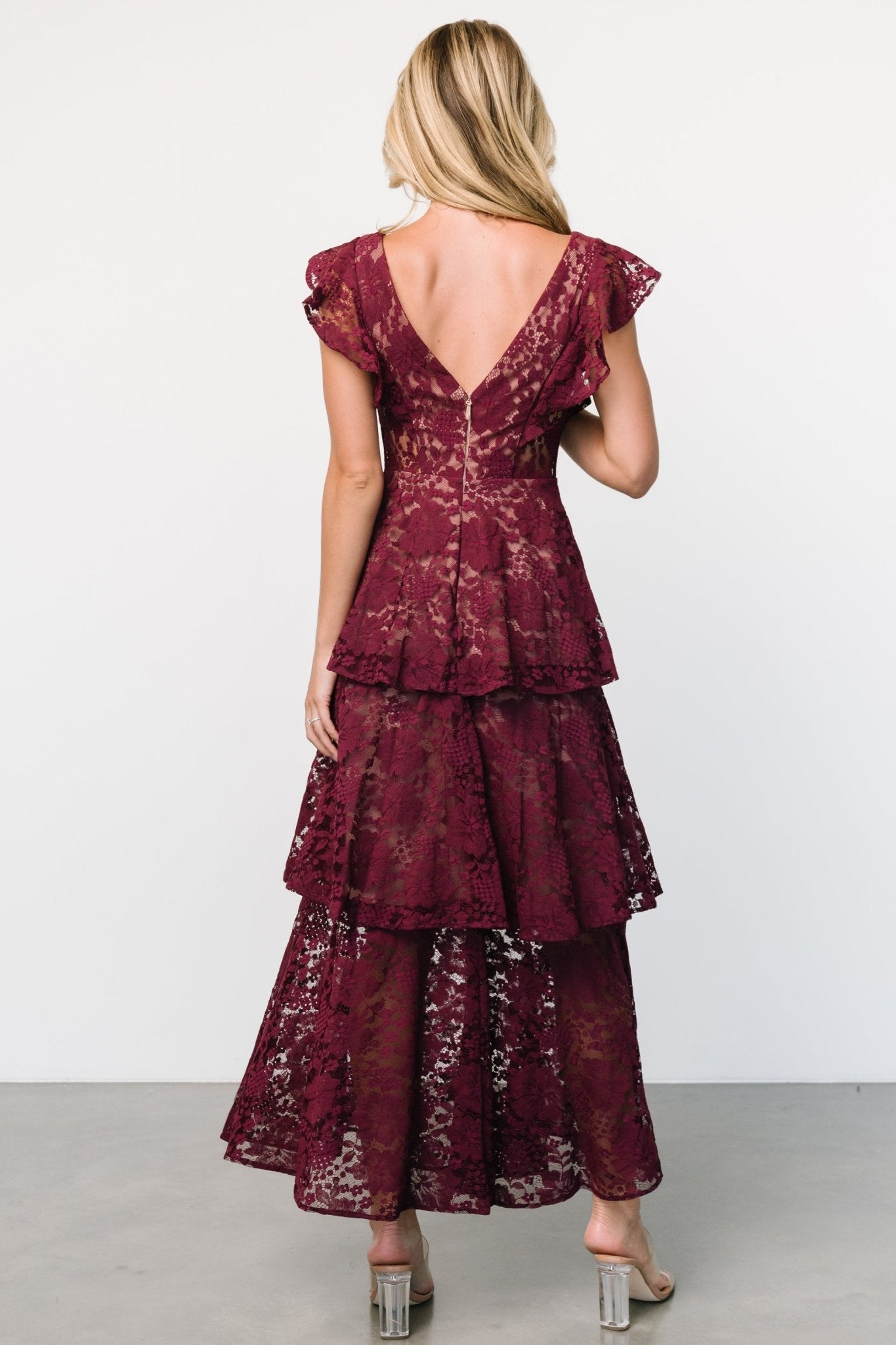 Margot Lace Tiered Maxi Dress | Wine Cheap Online Online