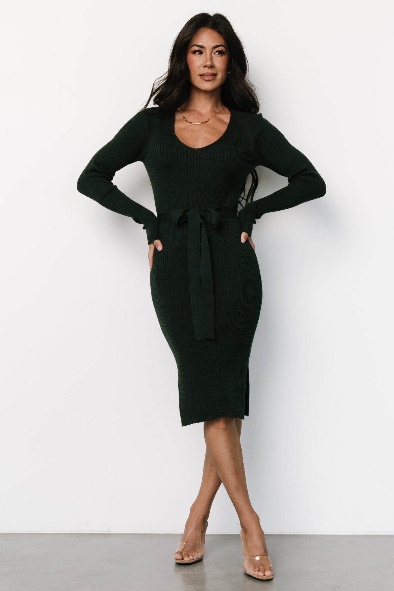 Blayne Ribbed Midi Dress | Emerald Outlet Official