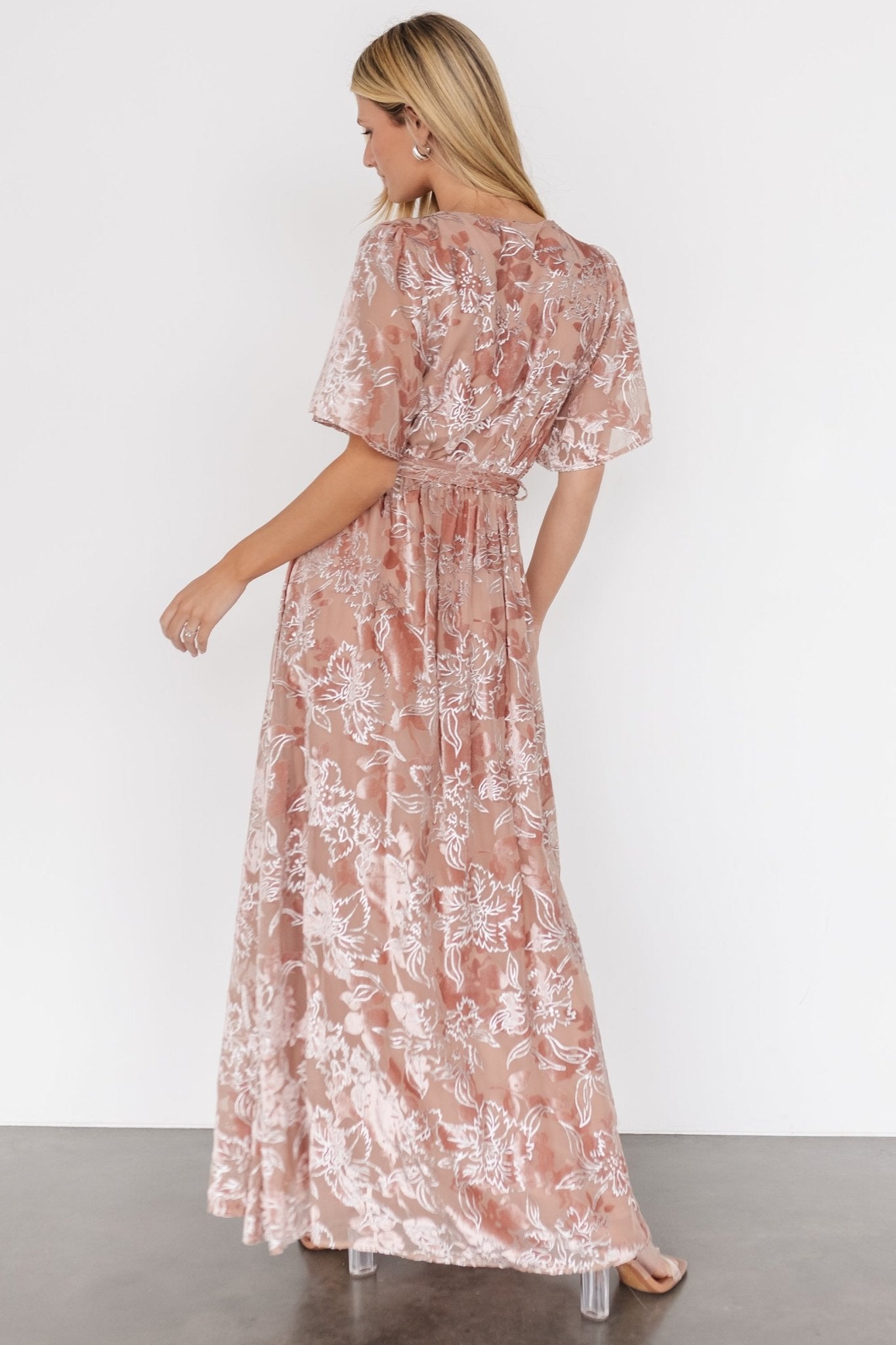 Uma Velvet Maxi Dress | Blush + Silver Sale Cheap Pice