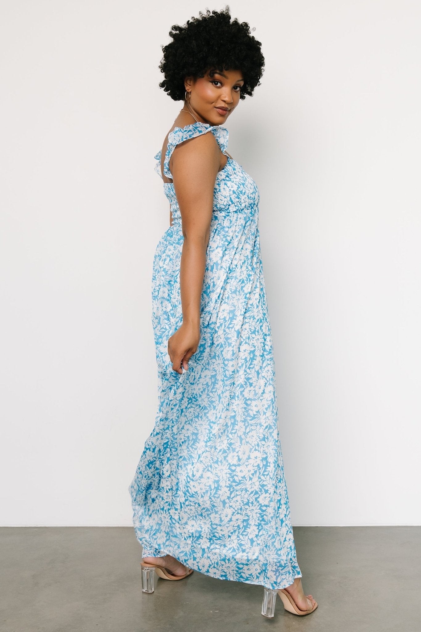 Evanthe Maxi Dress | Blue + White Floral Original Online