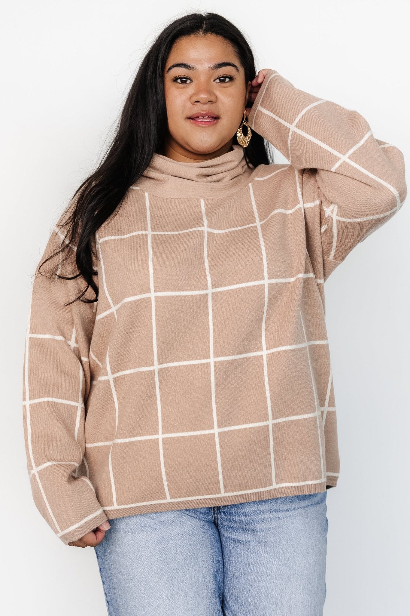 Tahoe Turtleneck Sweater | Taupe + Cream Cheap Best Sale