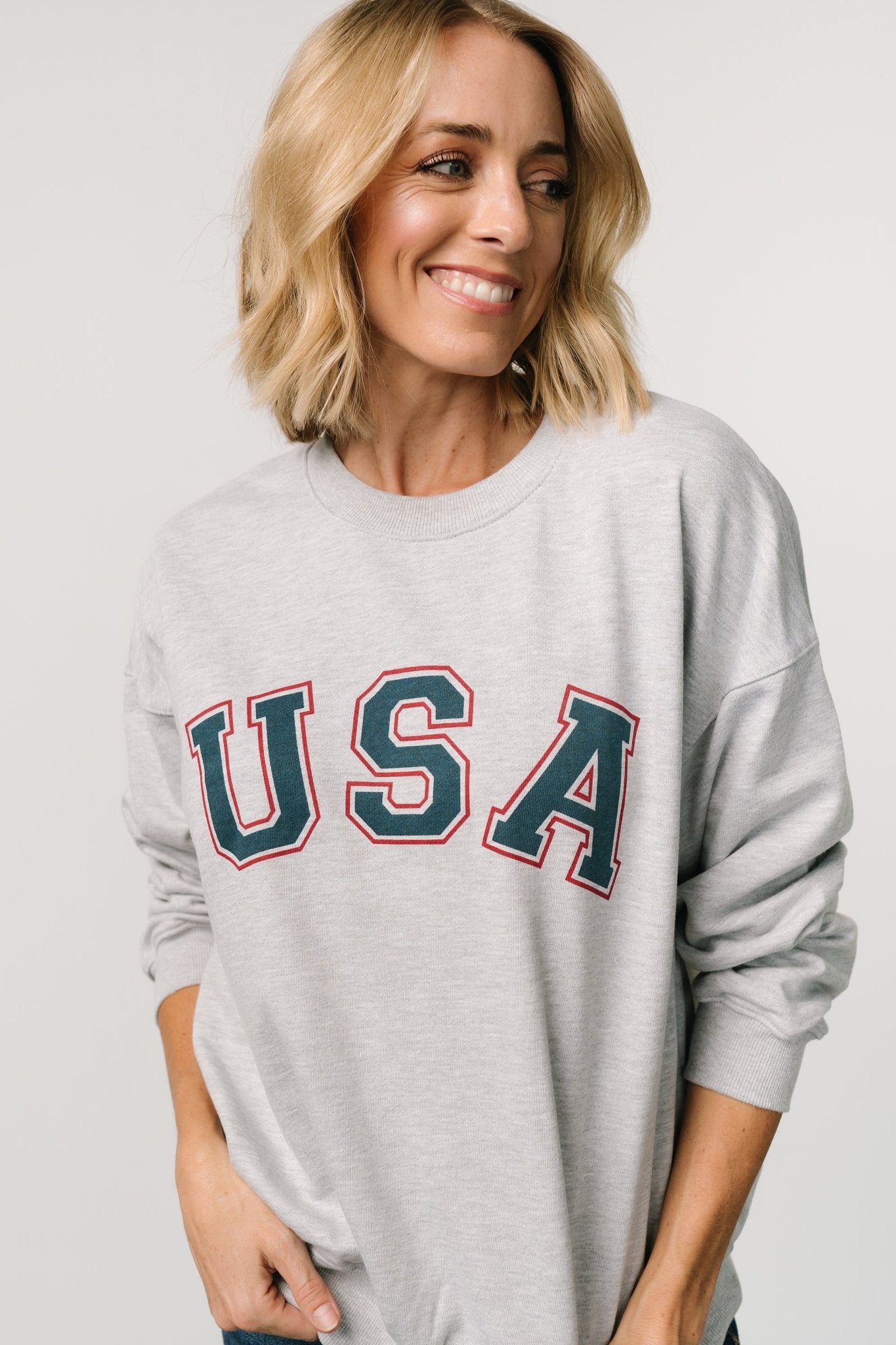 USA Oversized Sweatshirt | Heather Gray Sale Classic