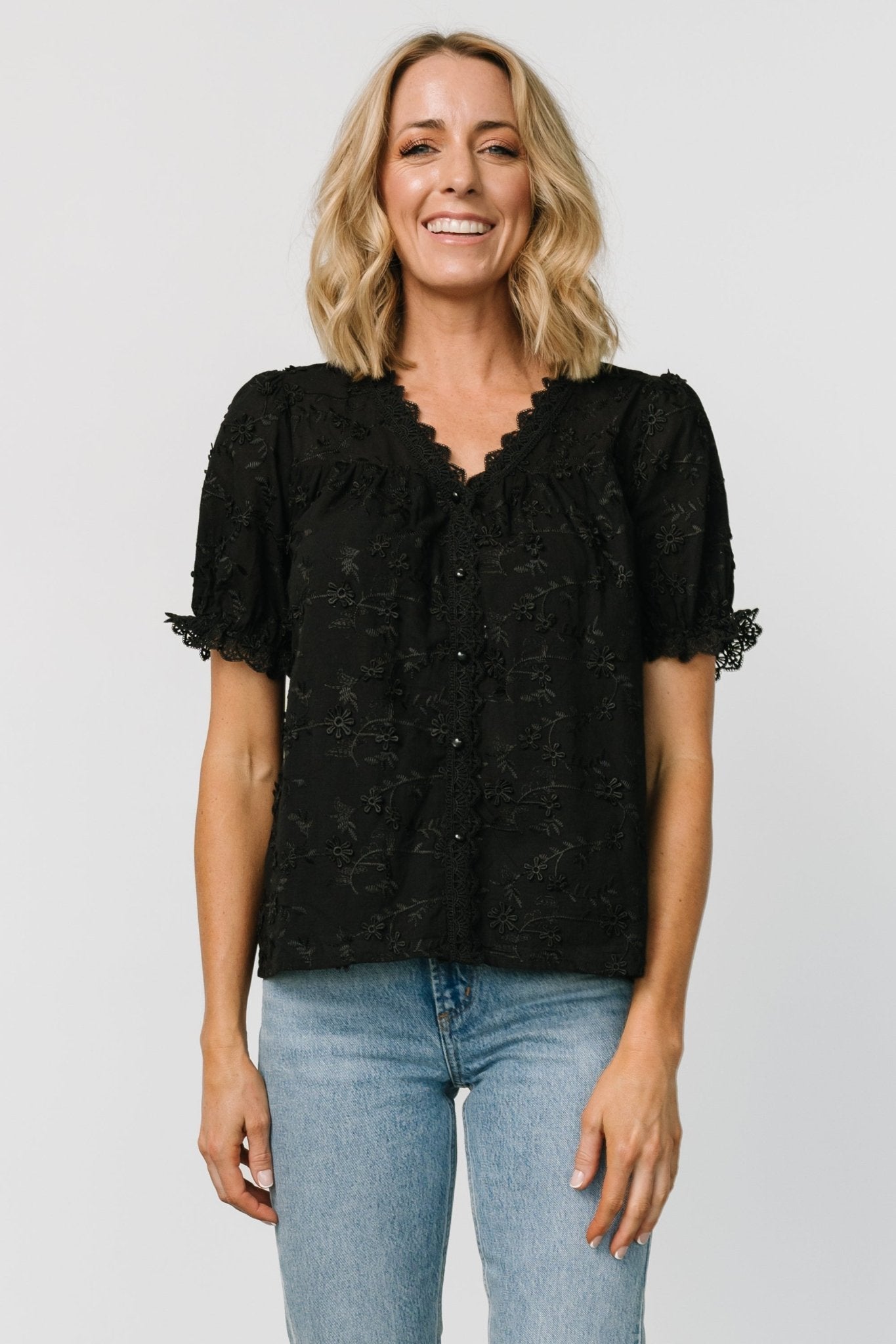 Pauline Embossed Top | Black 2025 New For Sale