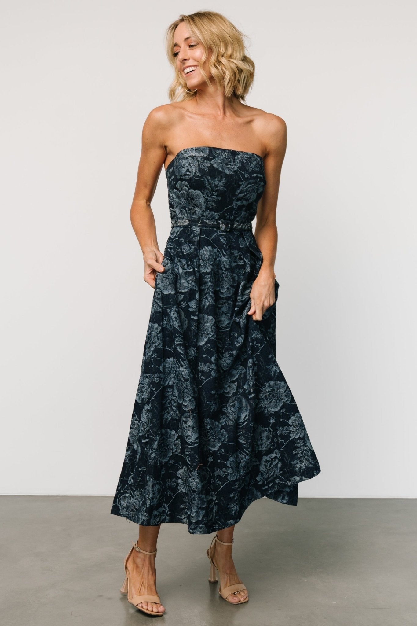 Darlene Strapless Denim Dress | Dark Blue Best Place Sale Online