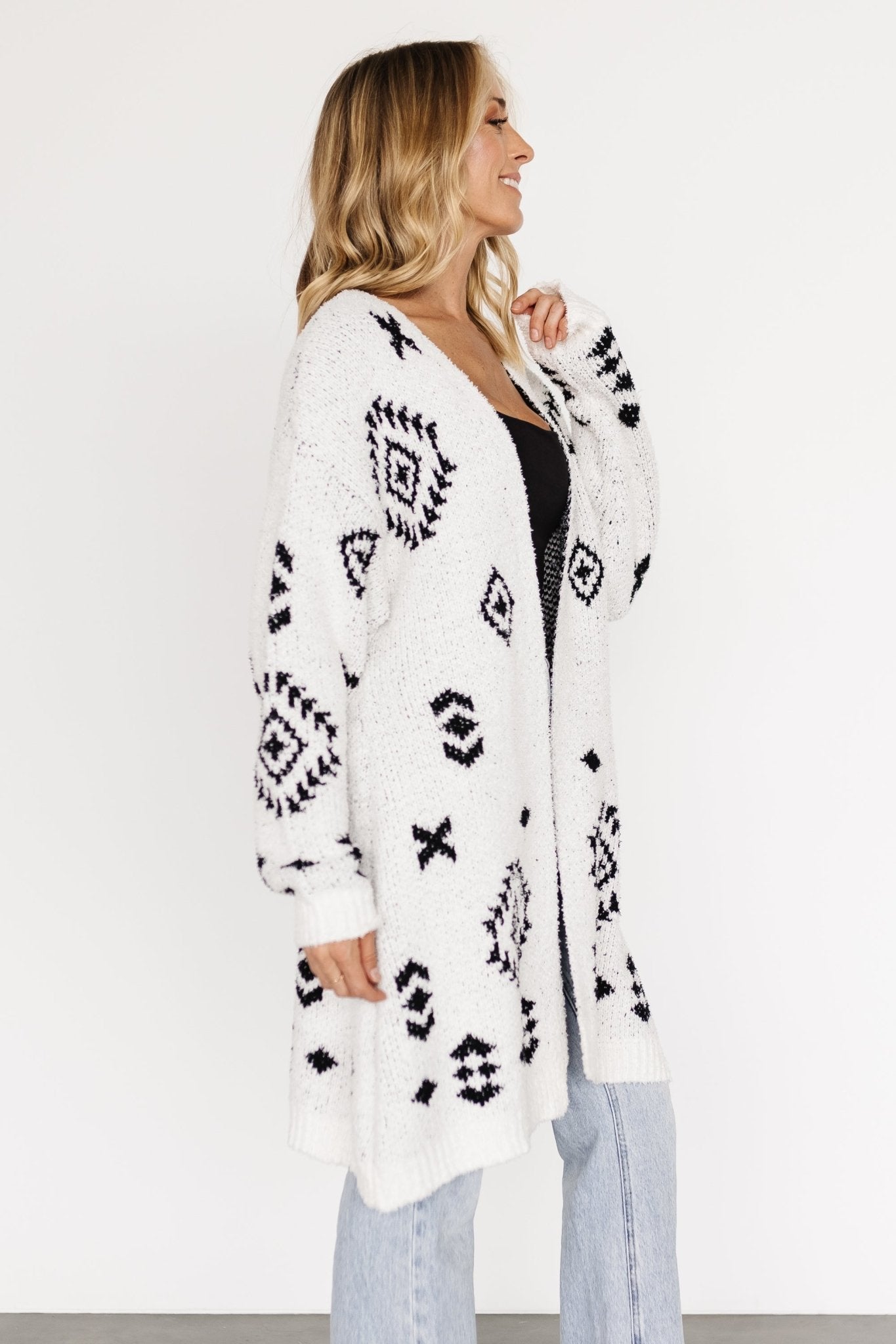 Missoula Oversized Cardigan | Off White + Black Sale For Cheap