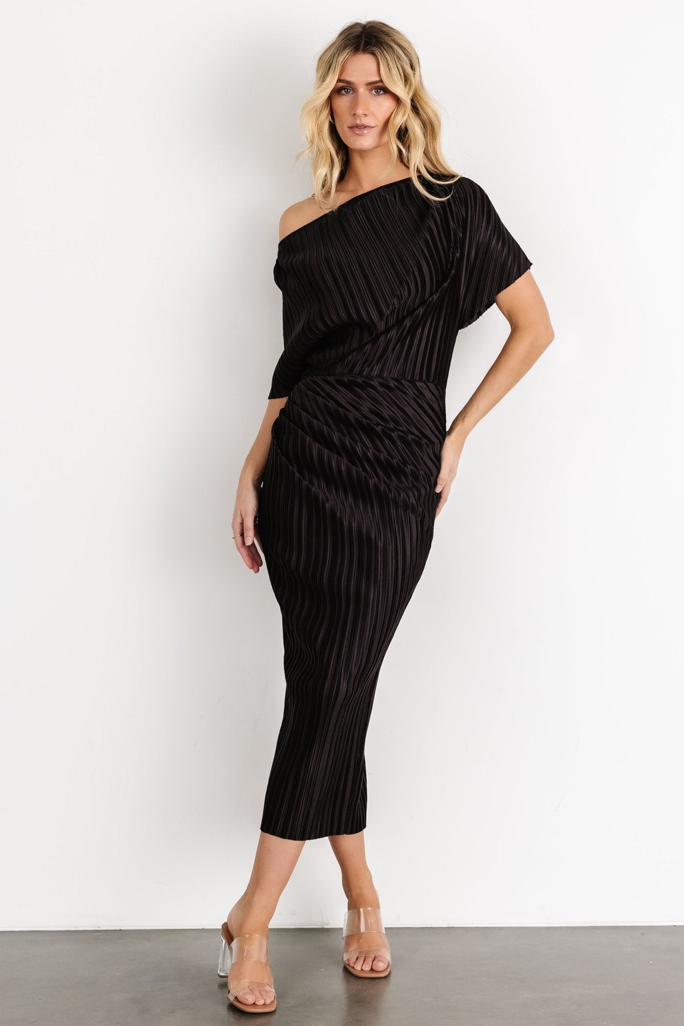 Winslow Pleated Midi Dress | Black Buy Cheap Cost