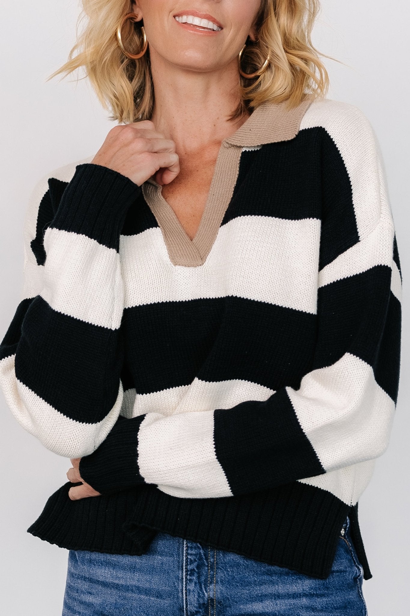 Alec Striped Sweater | Black + Ivory Discount Free Shipping