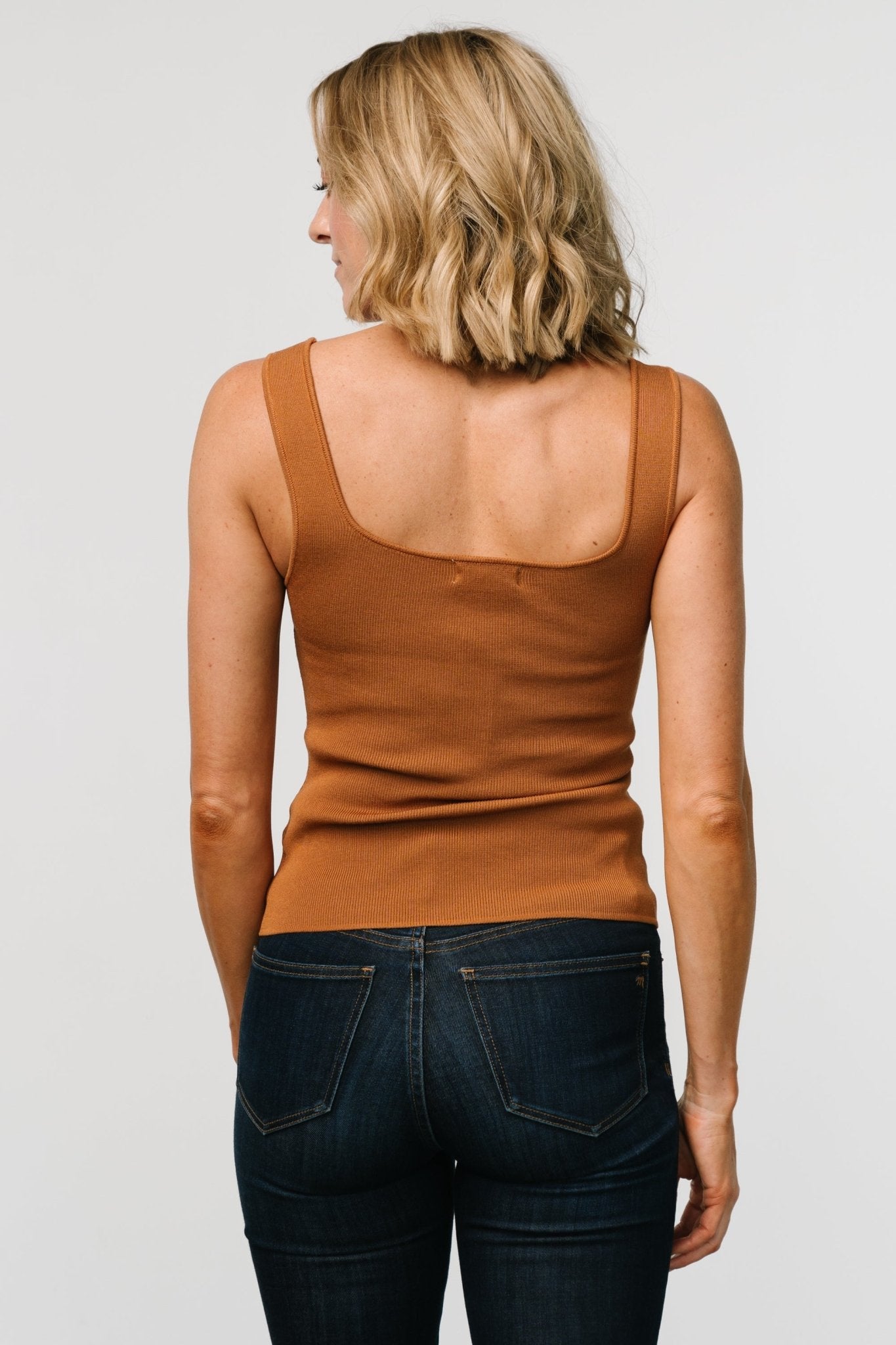 Cher Square Neck Knit Tank | Copper Eastbay Online