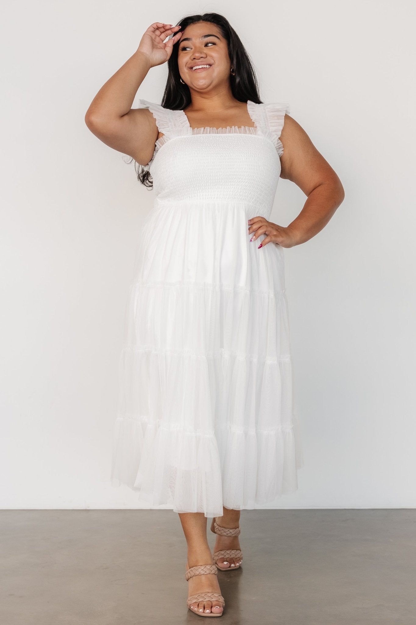 Emma Smocked Tulle Dress | Off White View