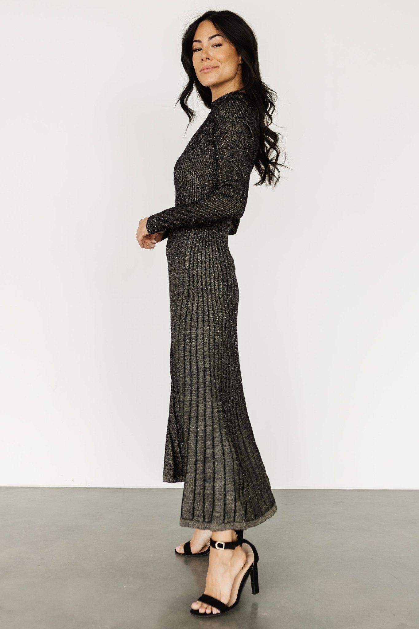 Jamelia Pleated Sweater Dress | Black + Gold Buy Cheap Buy