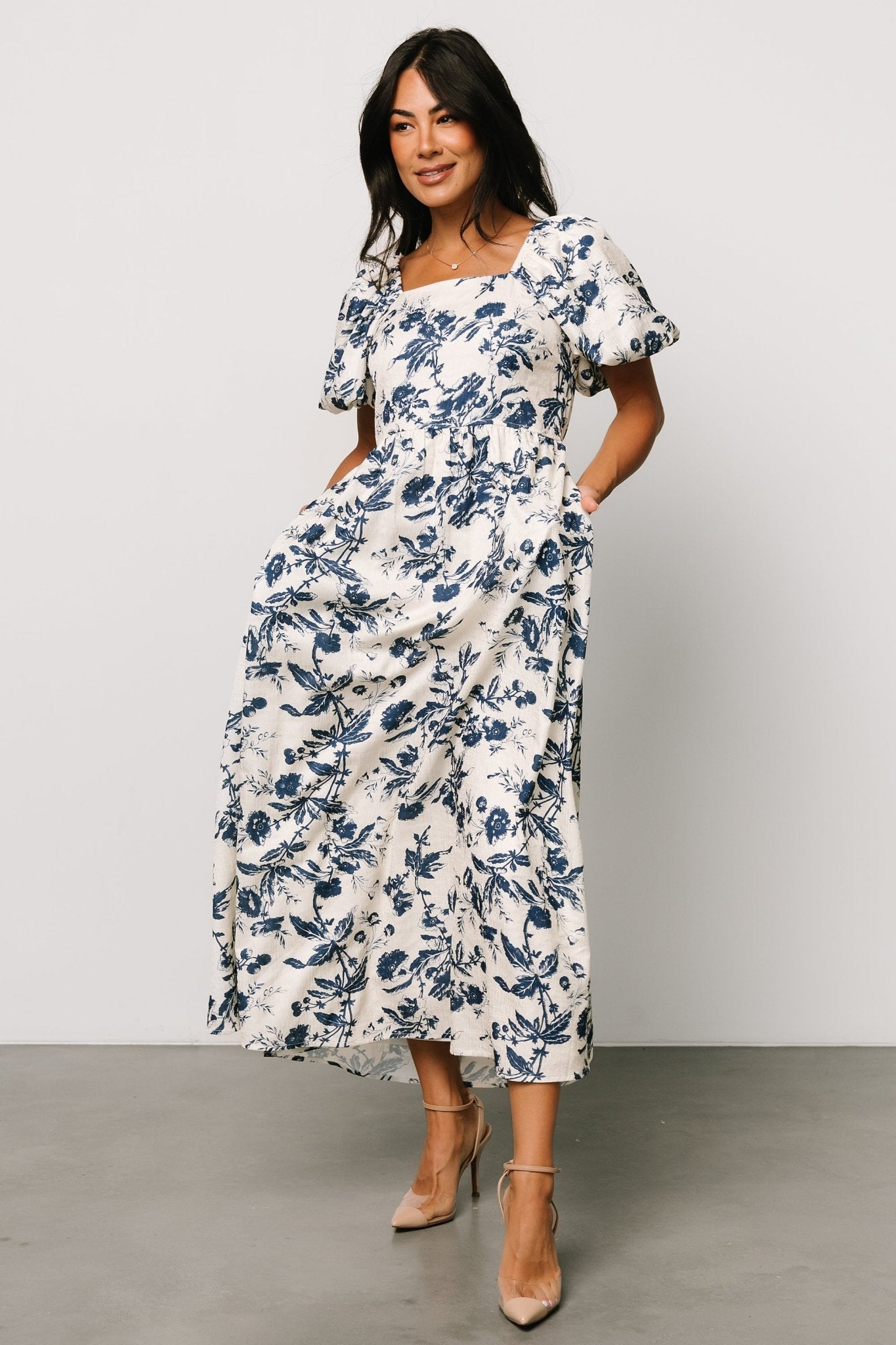 Graceland Maxi Dress | Cream + Navy Floral How Much Online