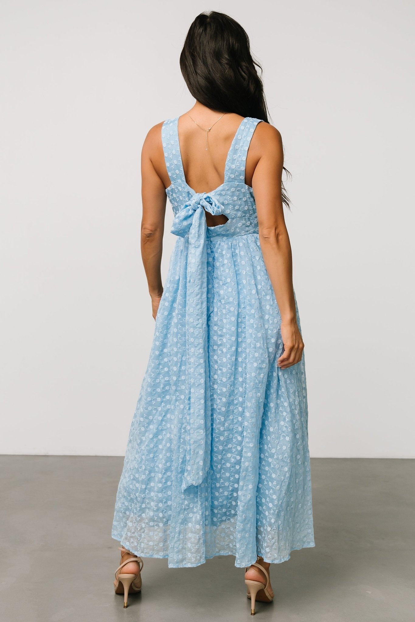 Thalia Embroidered Tank Midi Dress | Blue Clearance 100% Guaranteed