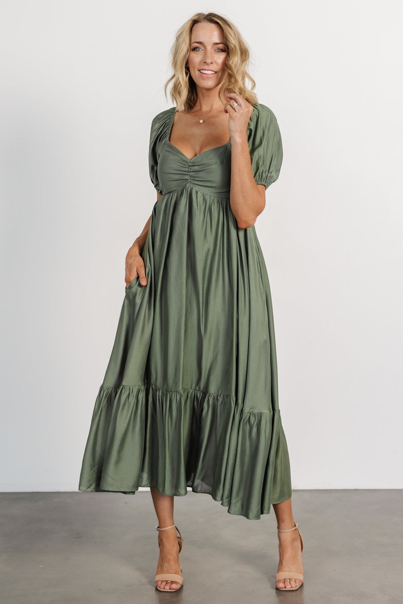 Annalisa Midi Dress | Olive Excellent